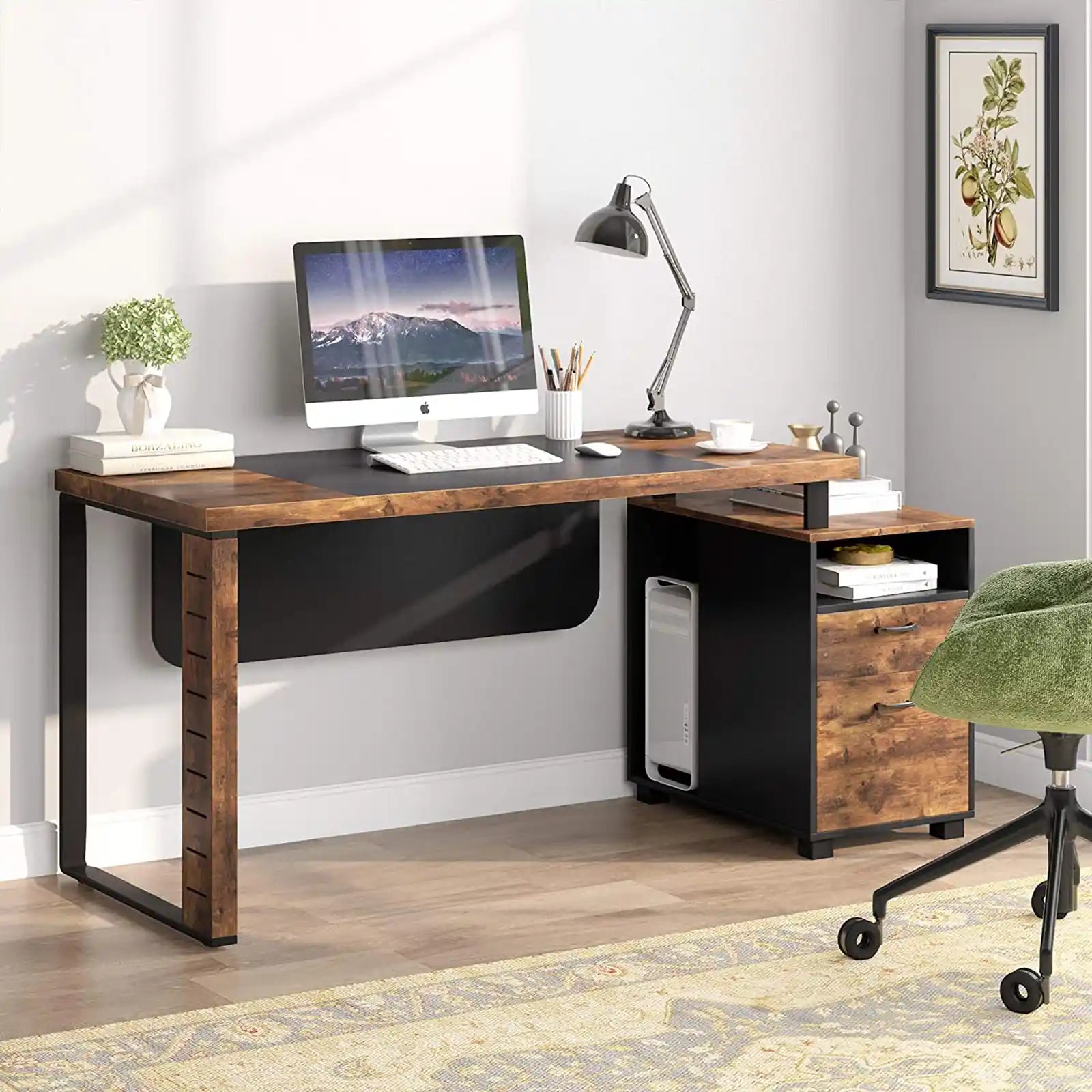 90.5 inch Computer Desk, Extra Long Two Person Desk with Storage