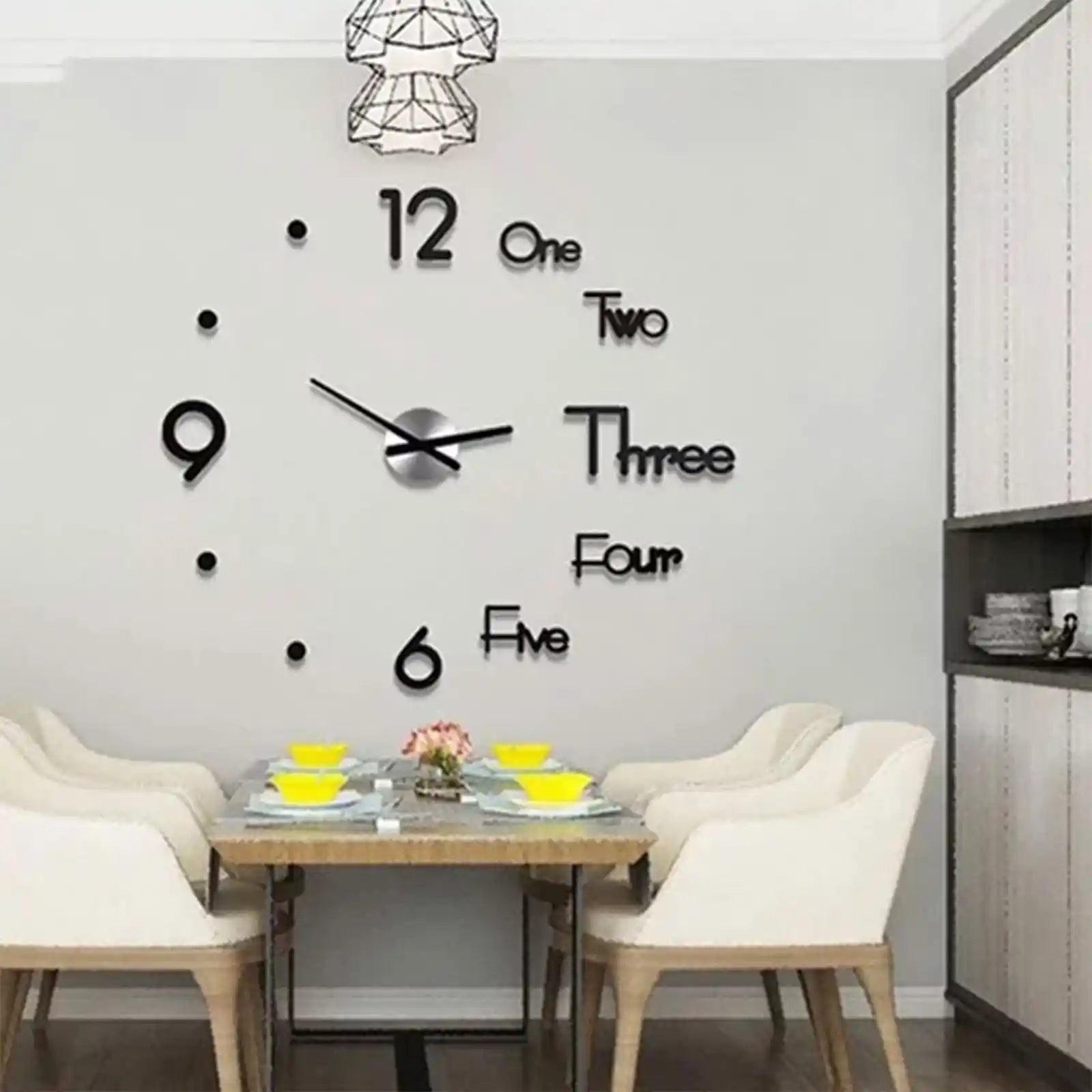 Large Wall Clock Modern Design 3D Wall Sticker Clock Silent Home Decor Living Room Quartz Horloge