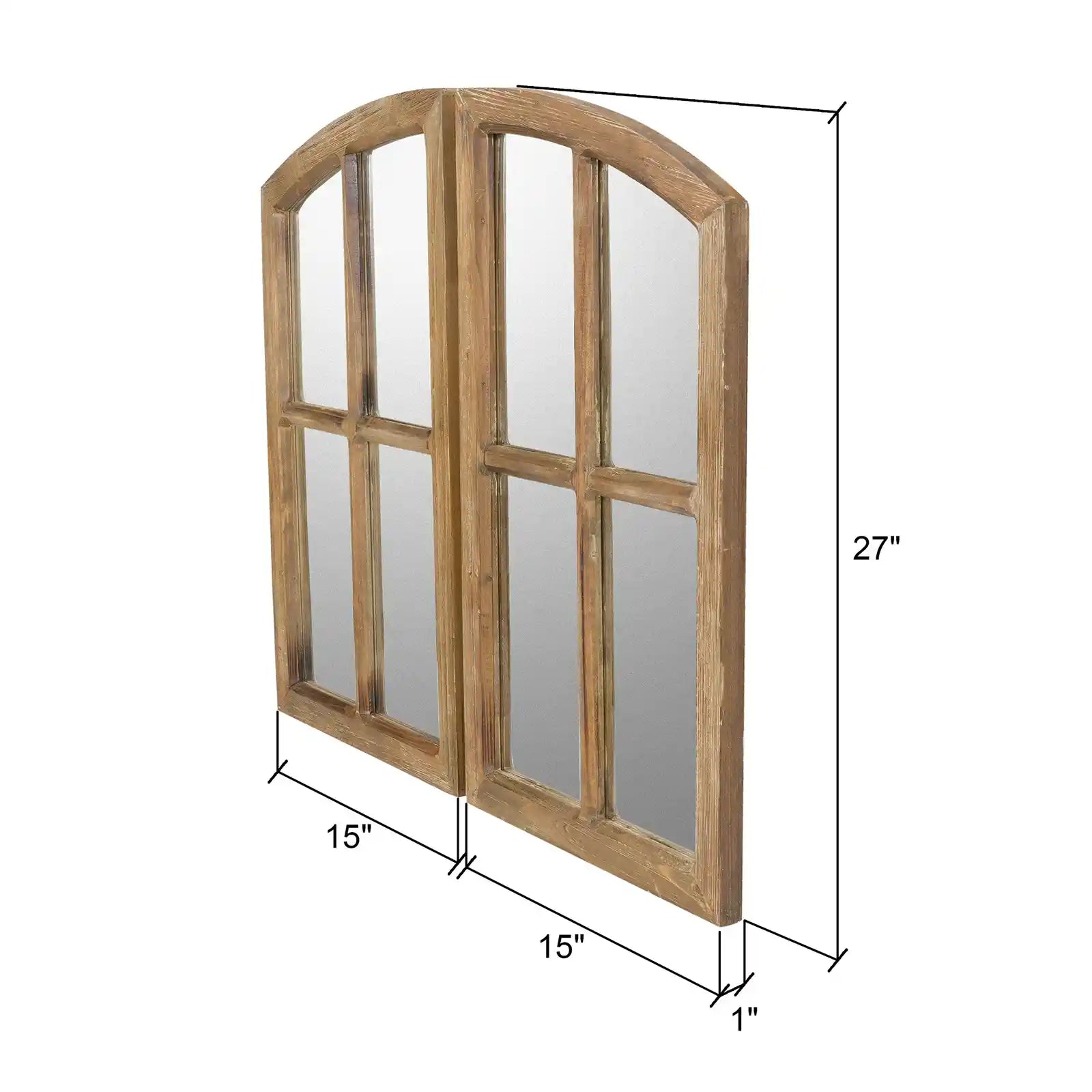 Espejos para ventana con arco, nogal, 33 x 18 pulgadas (juego de 2) 