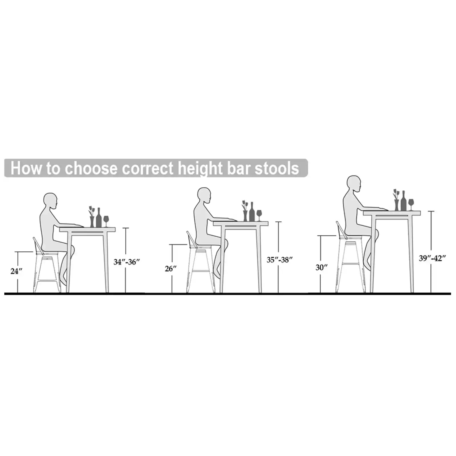 Juego de taburetes de bar de 2 taburetes giratorios de altura para mostrador, 24 pulgadas, 26 pulgadas, 30 pulgadas 