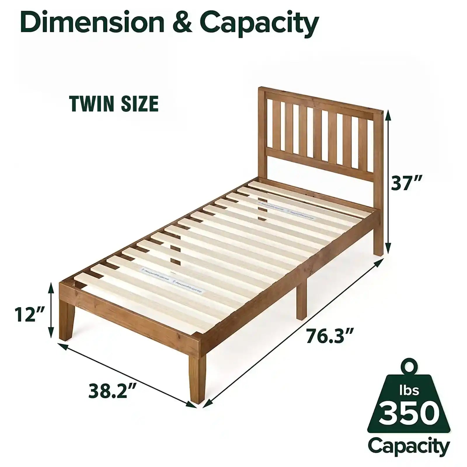 Estructura de cama con plataforma de madera maciza con cabecera