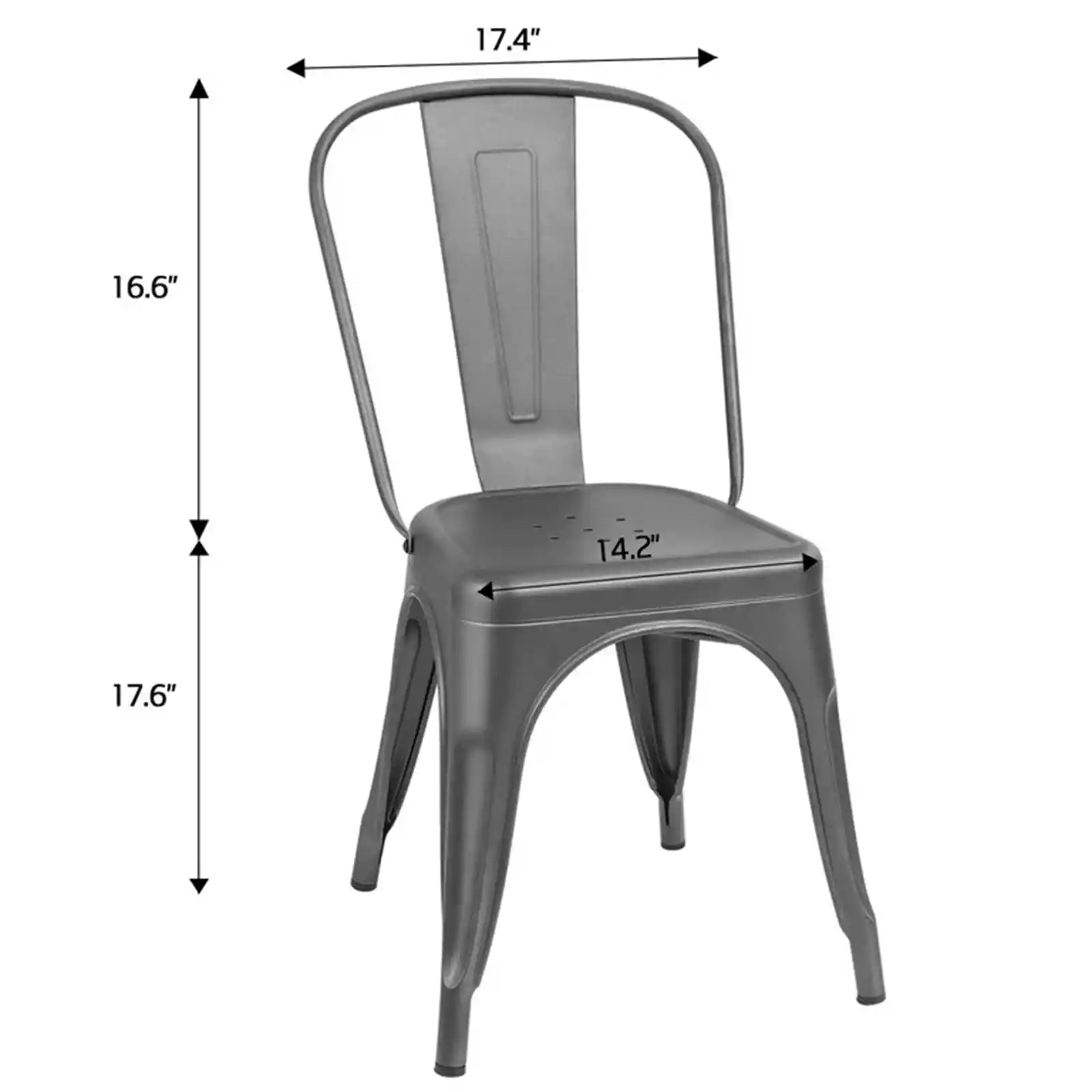 Silla de comedor de metal para uso en interiores y exteriores, silla Trattoria clásica apilable, sillas laterales de metal para comedor de moda, para restaurante Bistro Cafe, juego de 4