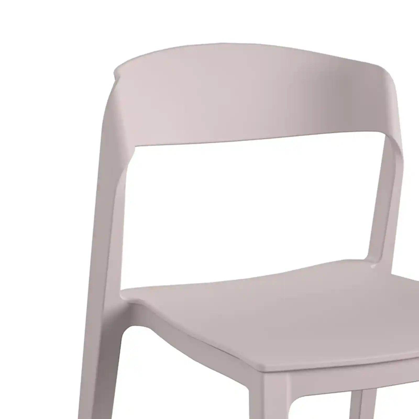 Silla apilable moderna de resina con respaldo de cinta