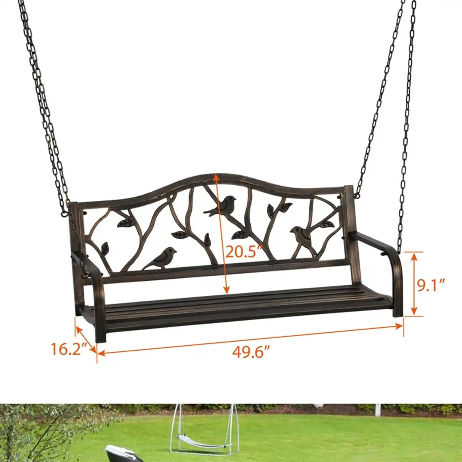 Outdoor Hanging Porch Swing Metal Bench