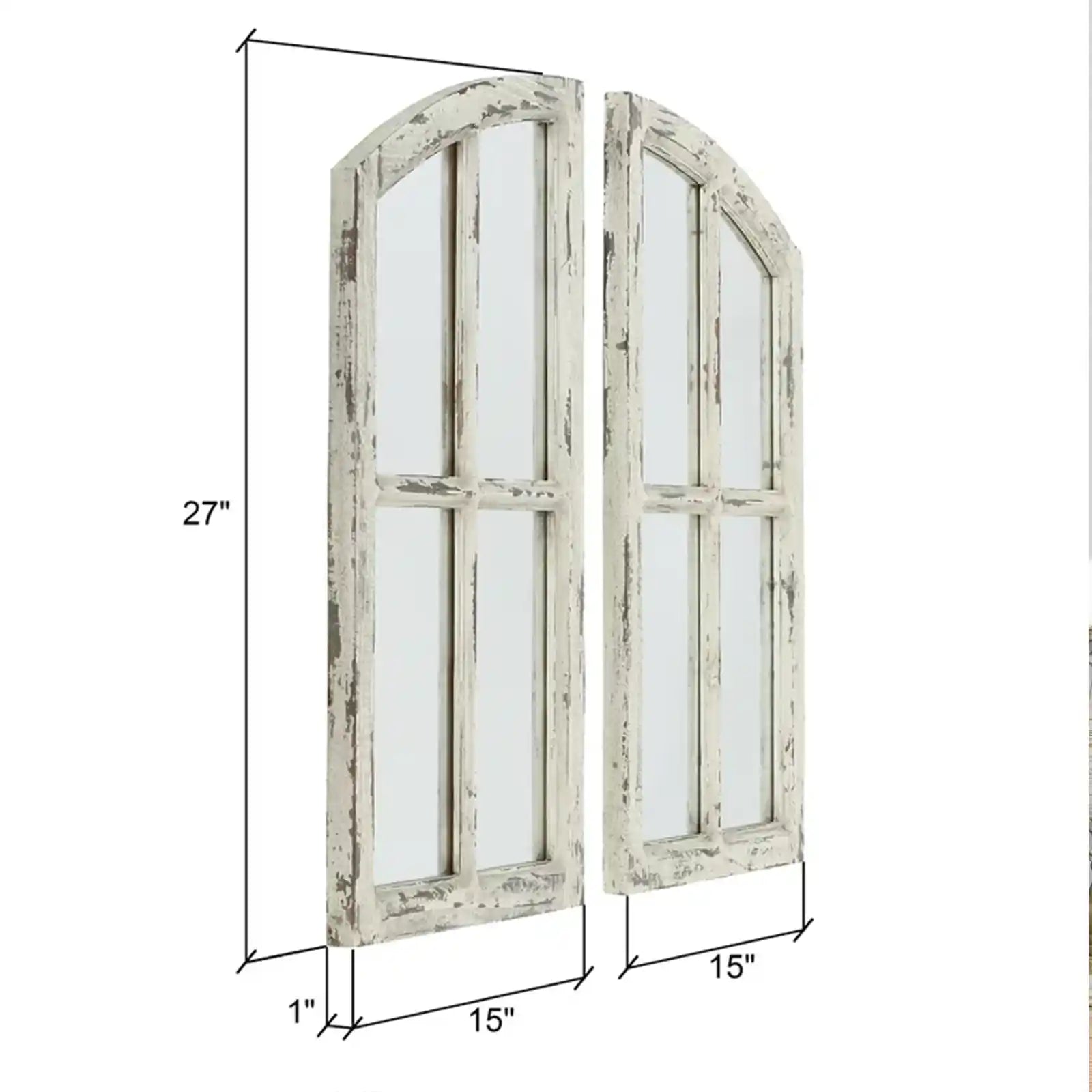 Espejos para ventana con arco, nogal, 33 x 18 pulgadas (juego de 2) 