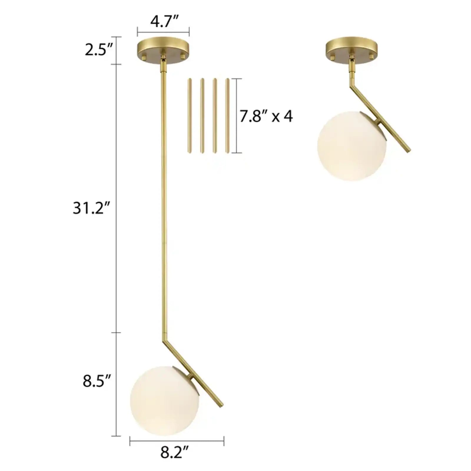 Luces colgantes modernas con forma de globo de cristal de 1 luz