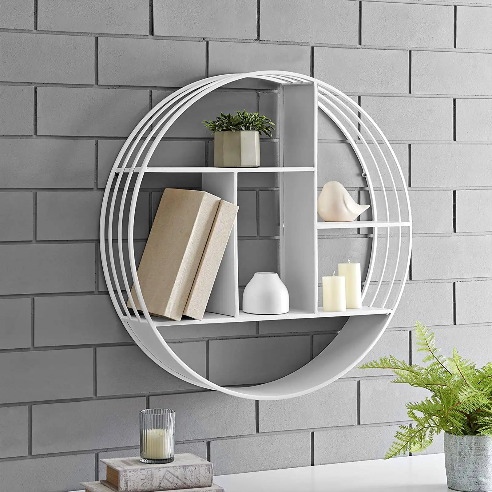 Brody Wall Shelf, Round 3 Tier Wall Mounted Floating Shelf for Bathroom, Bedroom, Living Room Decor, Metal, Industrial, 27.5 inches