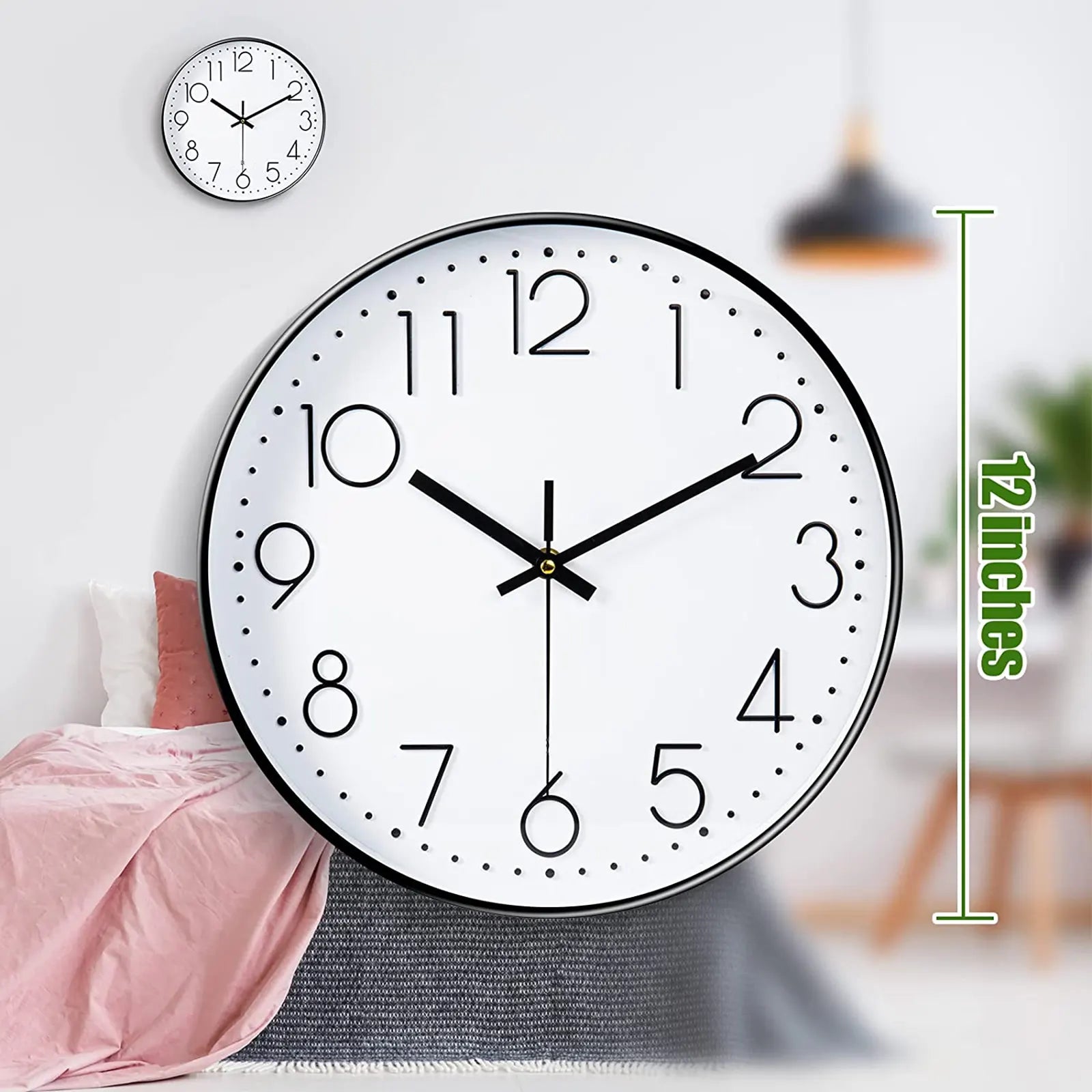 Wall Clock 12 Inch Wall Clocks Battery Operated Large Wall Clock with Stereoscopic Dial, Ultra-Quiet Movement Quartz for Office Classroom School Home Living Room Bedroom Kitchen Decor