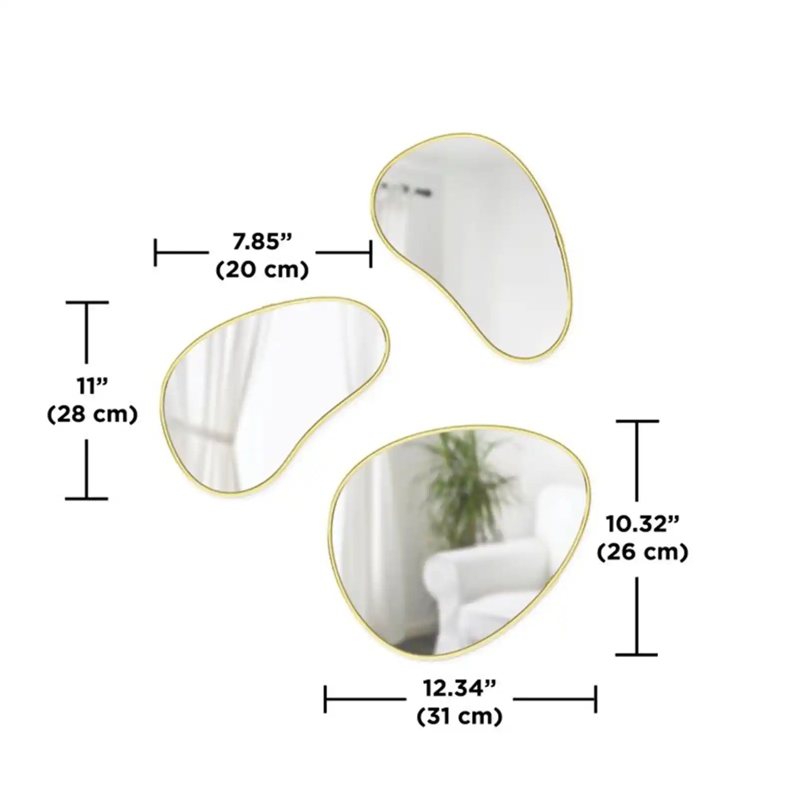 Wall Mirrors Set of 3 Irregular