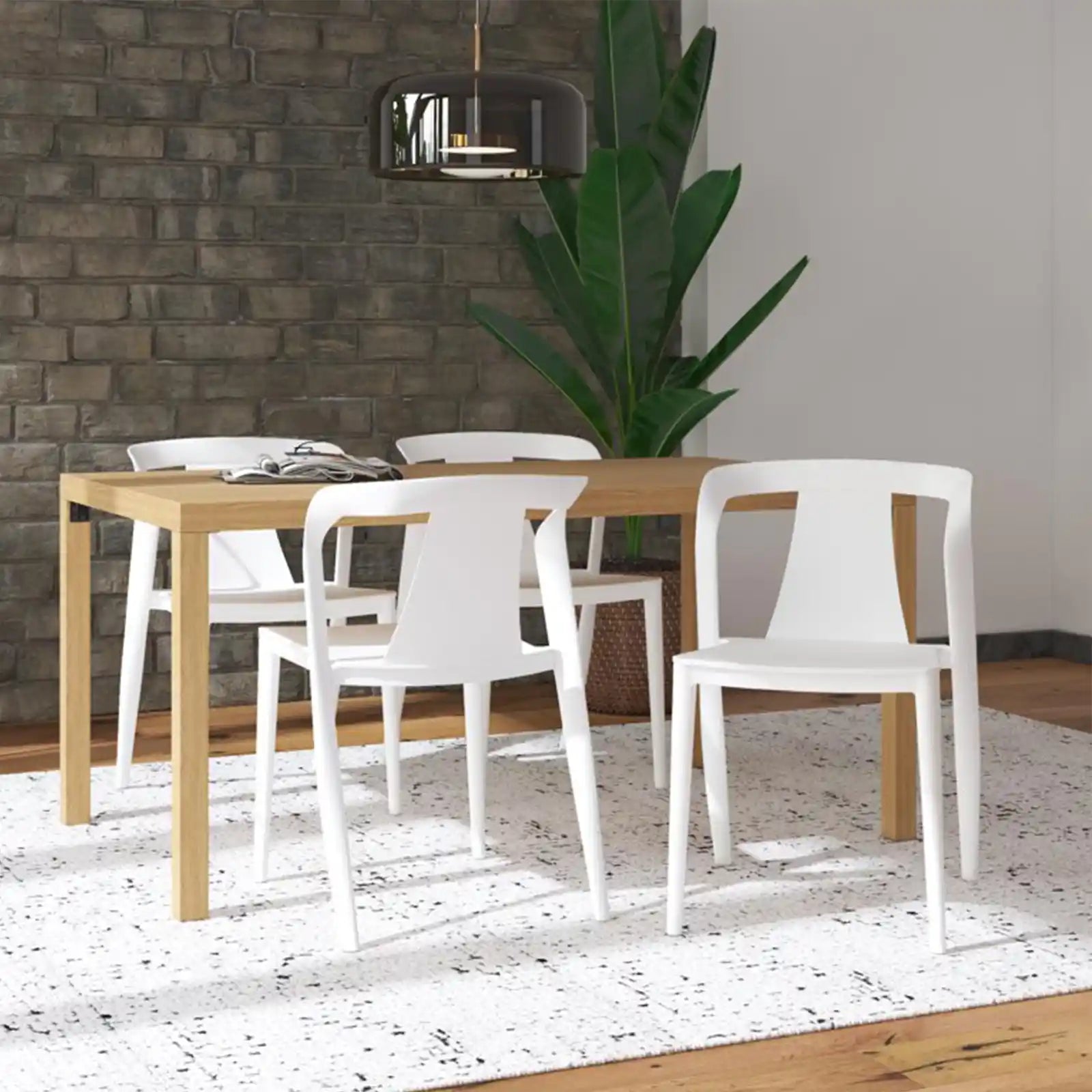 Silla de comedor moderna con brazo, interior/exterior, paquete de 2