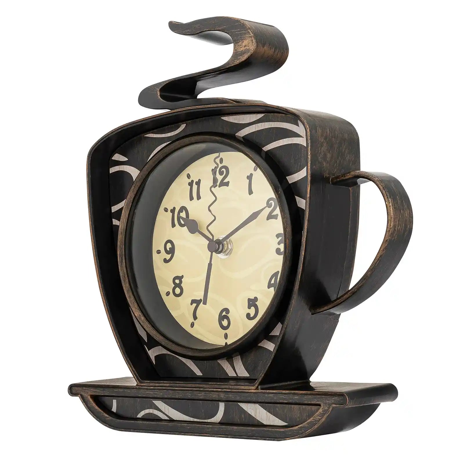 Reloj de pared con taza de café 3D marrón 