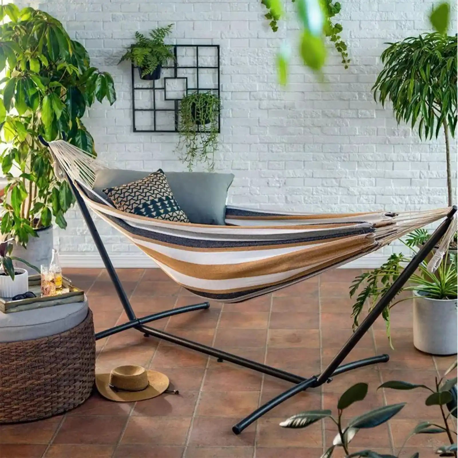 2-Person Hammock with Premium Canvas with Metal Stand