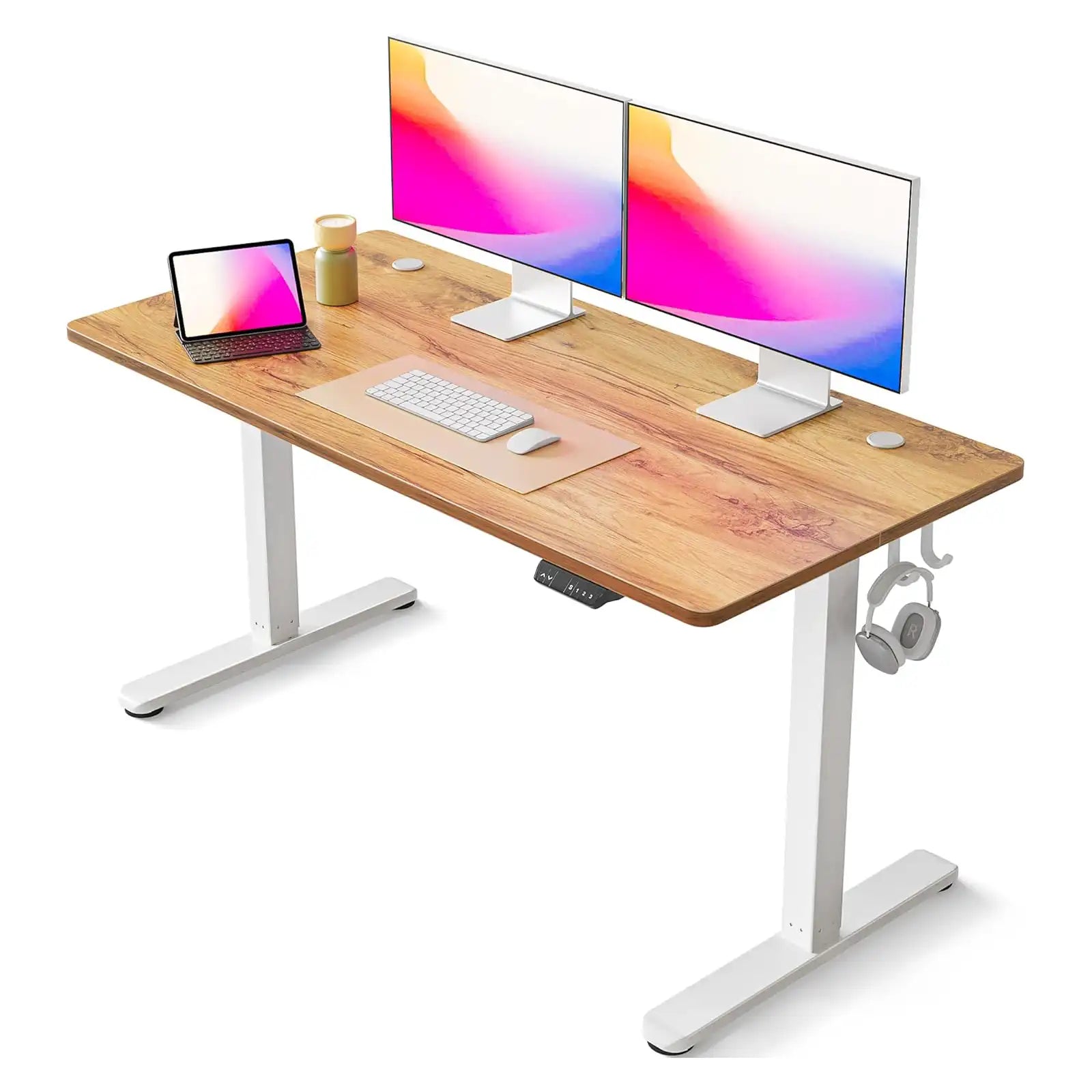 Electric Standing Desk, 55 x 24 Inches Height Adjustable Stand up Desk, Sit Stand Home Office Desk, Computer Desk