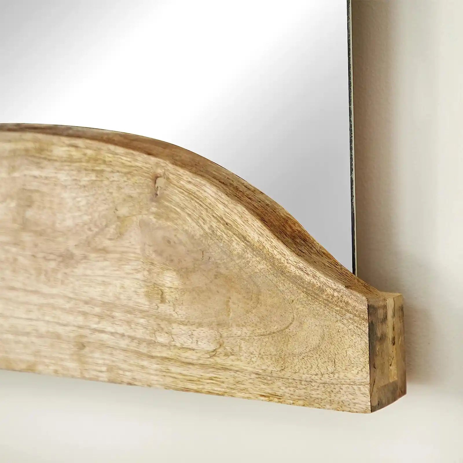 Espejo de pared con borde vivo hecho a mano de madera maciza. Juego de 2 