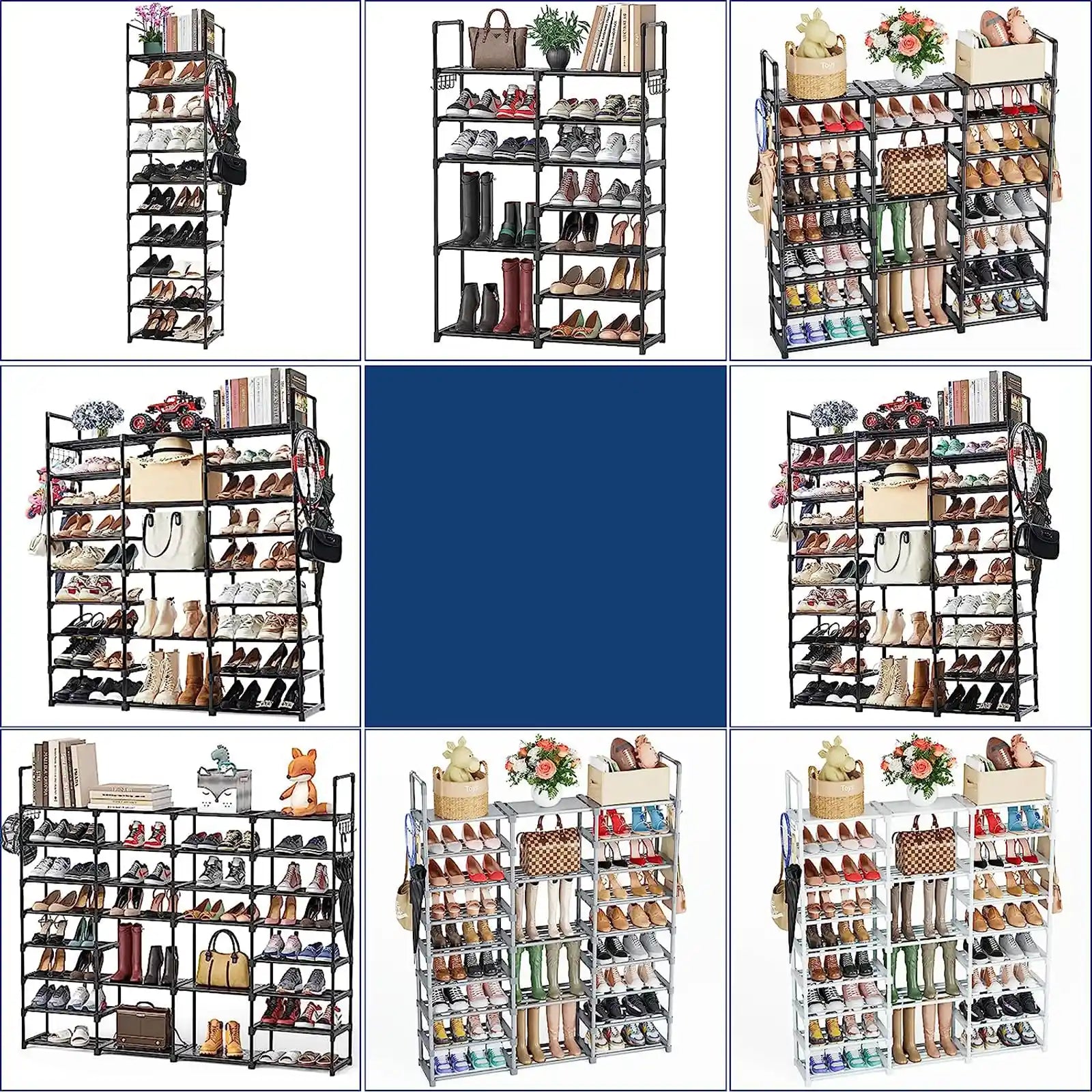 Metal Shoe Rack Organizer，8 Tiers Tall Shoe Shelf Storage，40-45 Pairs Vertical Large Boot Rack,Stackable Shoe Racks for Entryway, Closet, Garage, Bedroom,Cloakroom