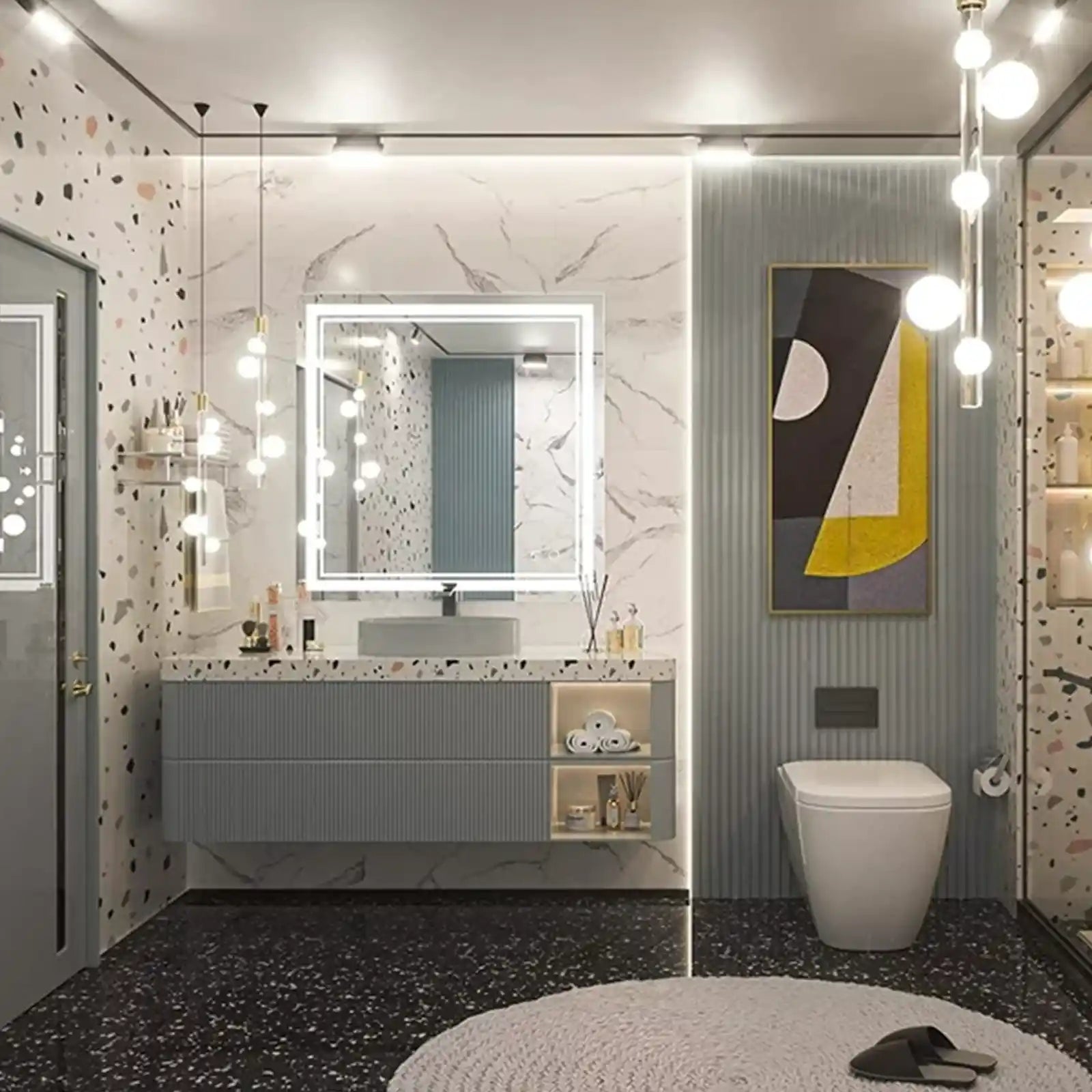 Espejo de baño LED con luces, espejo de tocador de baño, espejo de pared, espejo de maquillaje LED 