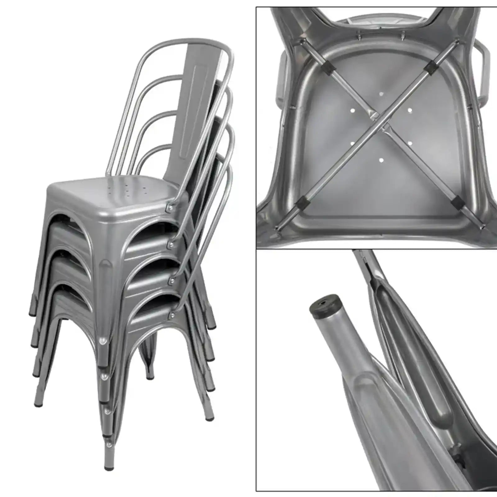 Silla de comedor de metal para uso en interiores y exteriores, silla Trattoria clásica apilable, sillas laterales de metal para comedor de moda, para restaurante Bistro Cafe, juego de 4