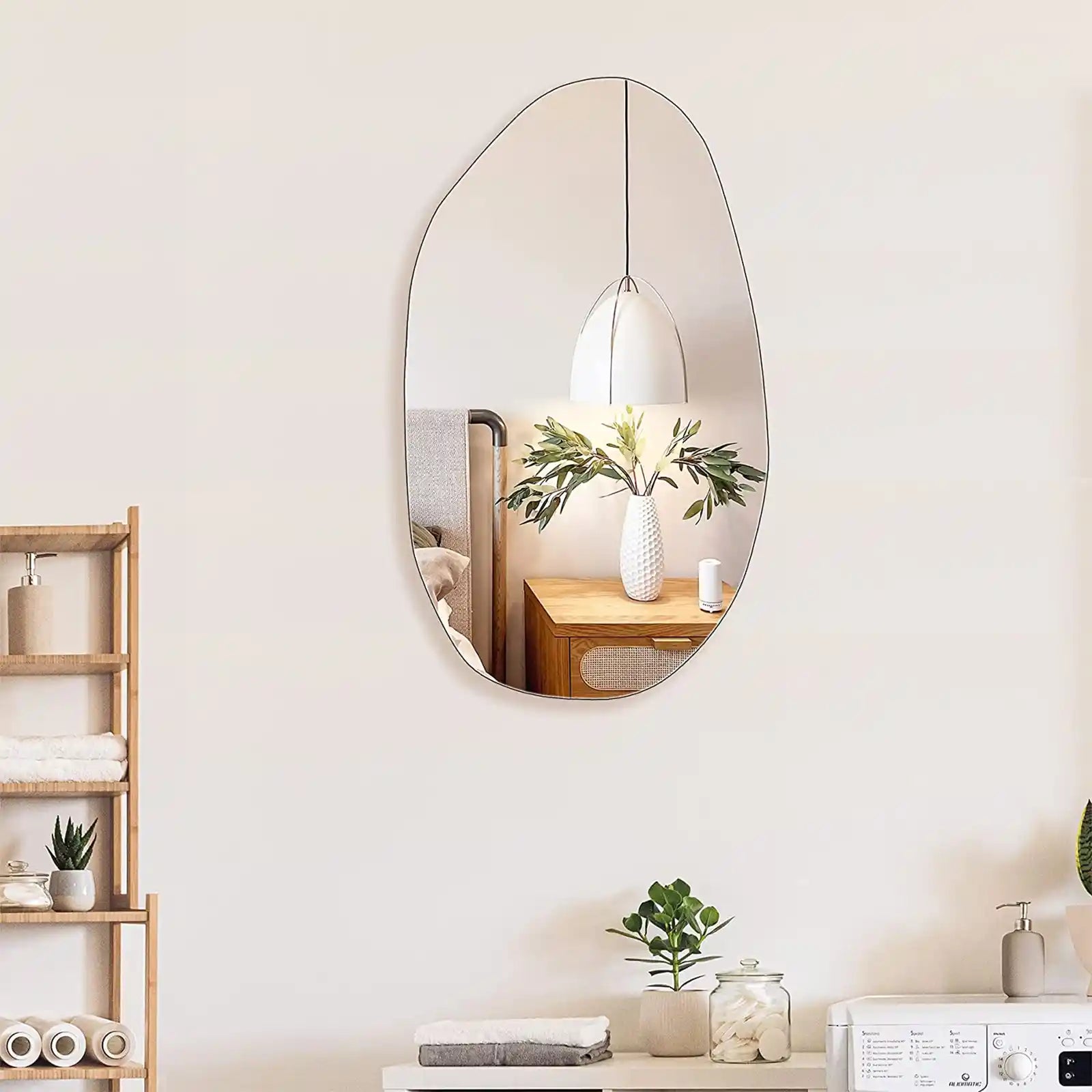 Irregular Wall Mirror Frameless Asymmetrical Accent Mirror for Living Room Entryway Bedroom, 19.5" x 33.5"