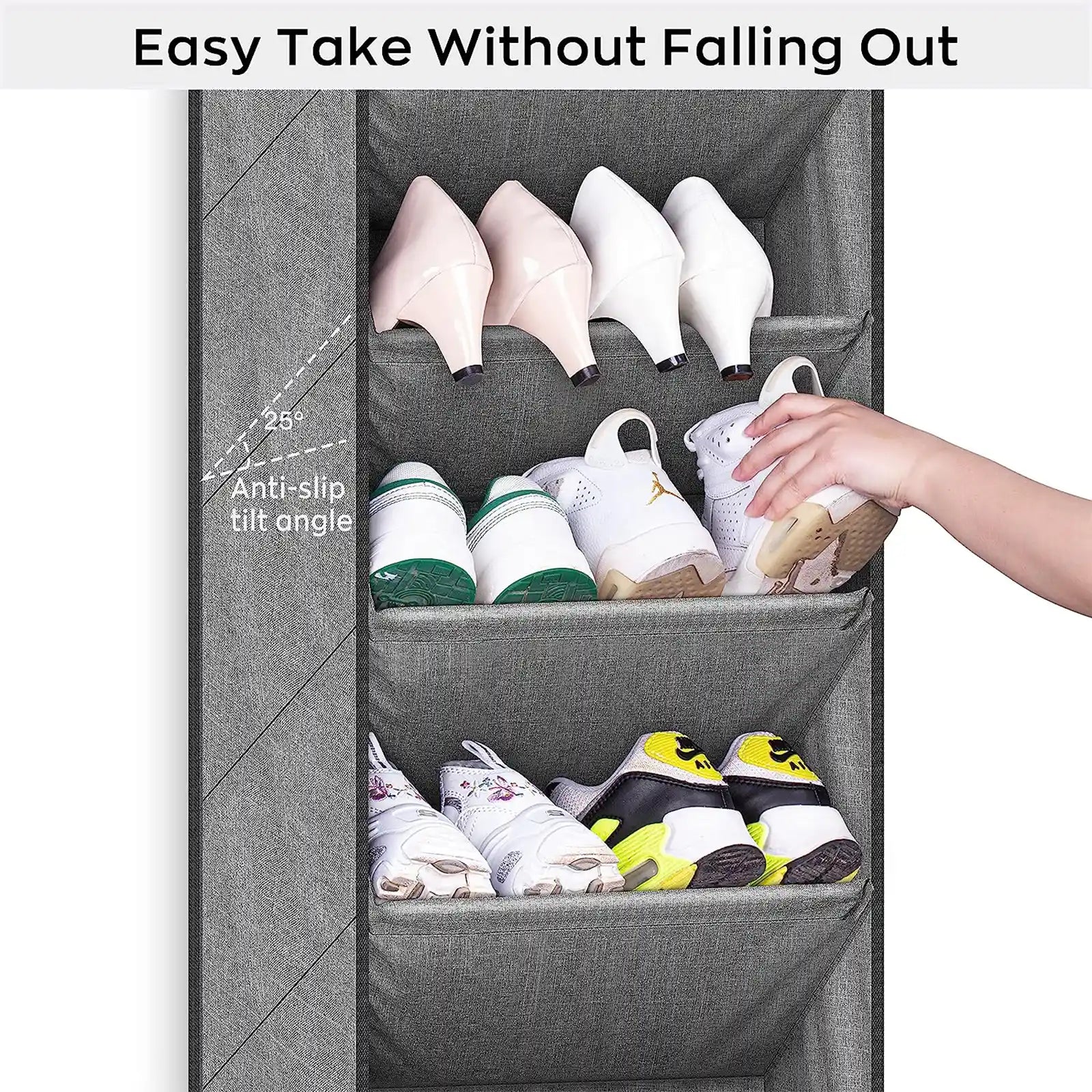 Shoe Rack for Door with Large Deep Pocket, Hanging Door Shoe Organizer for Closet Hanger, Dorm and Narrow Door Storage Shoe Holder