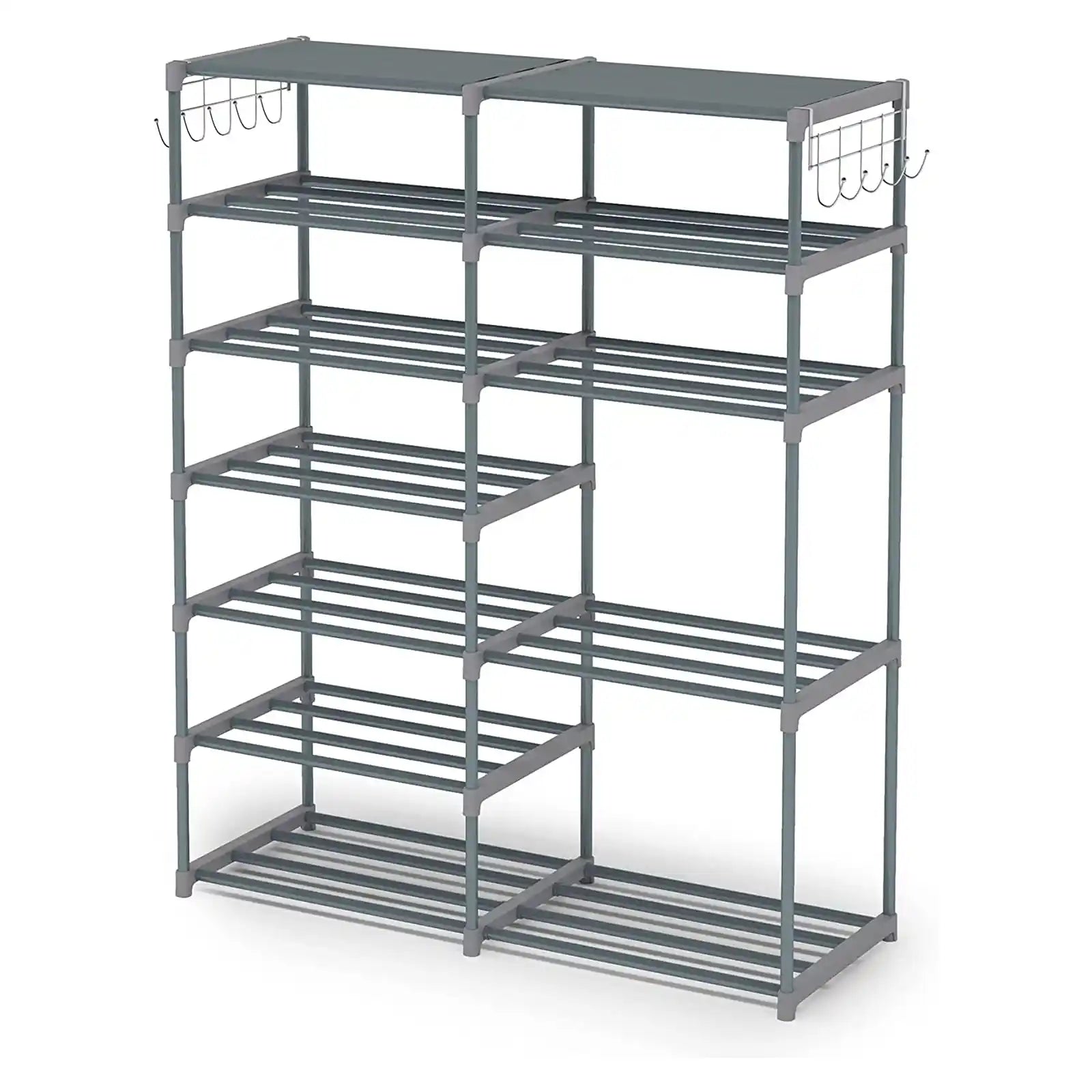 Small Closet Metal Shoe Rack Shelf Stackable Storage Organizer Entryway  Black