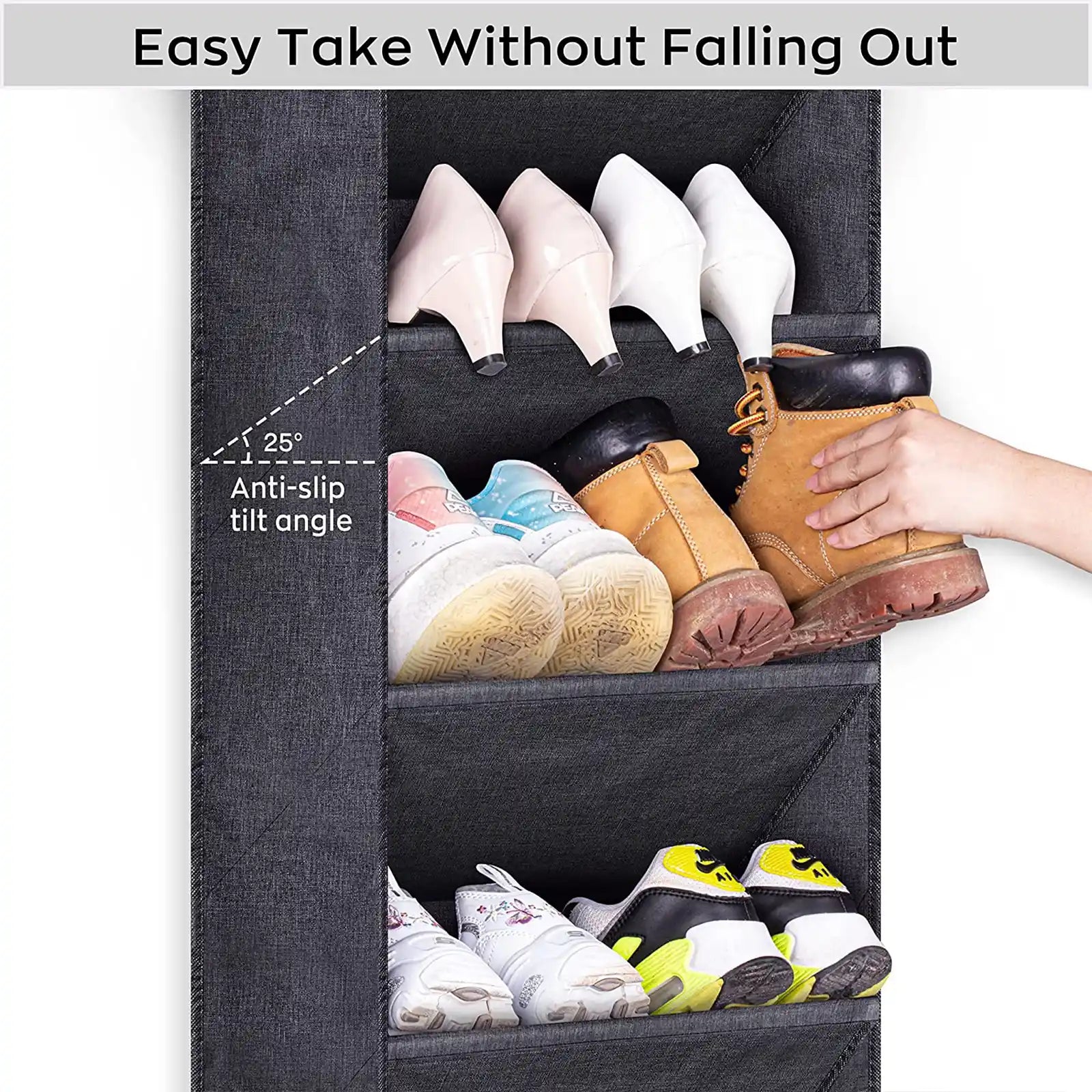 Shoe Rack for Door with Large Deep Pocket, Hanging Door Shoe Organizer for Closet Hanger, Dorm and Narrow Door Storage Shoe Holder