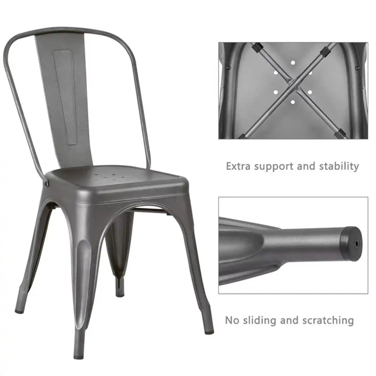 Silla de comedor de metal para uso en interiores y exteriores, silla Trattoria clásica apilable, sillas laterales de metal para comedor de moda, para restaurante Bistro Cafe, juego de 4