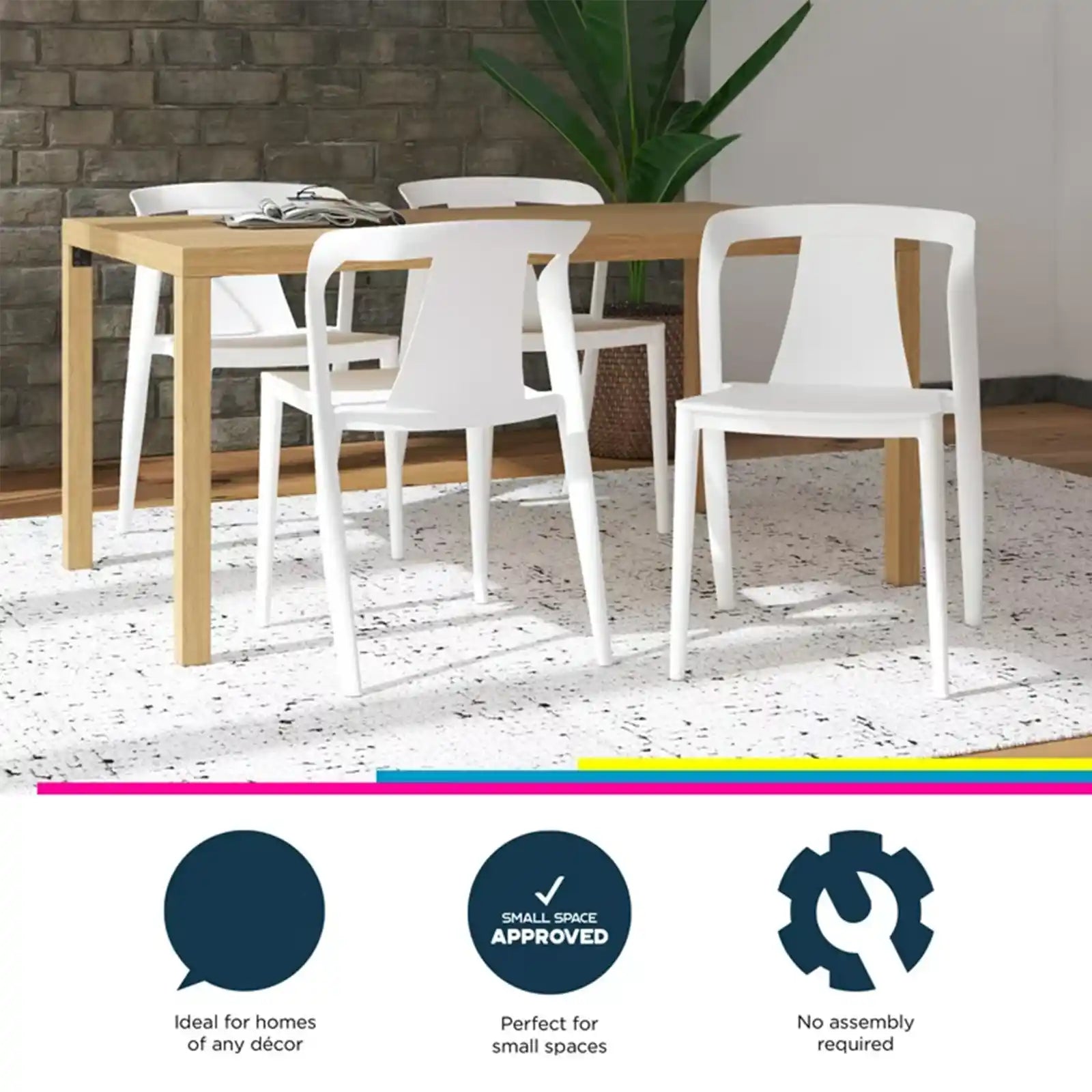 Modern Arm Dining Chair, Indoor/Outdoor, 2-Pack