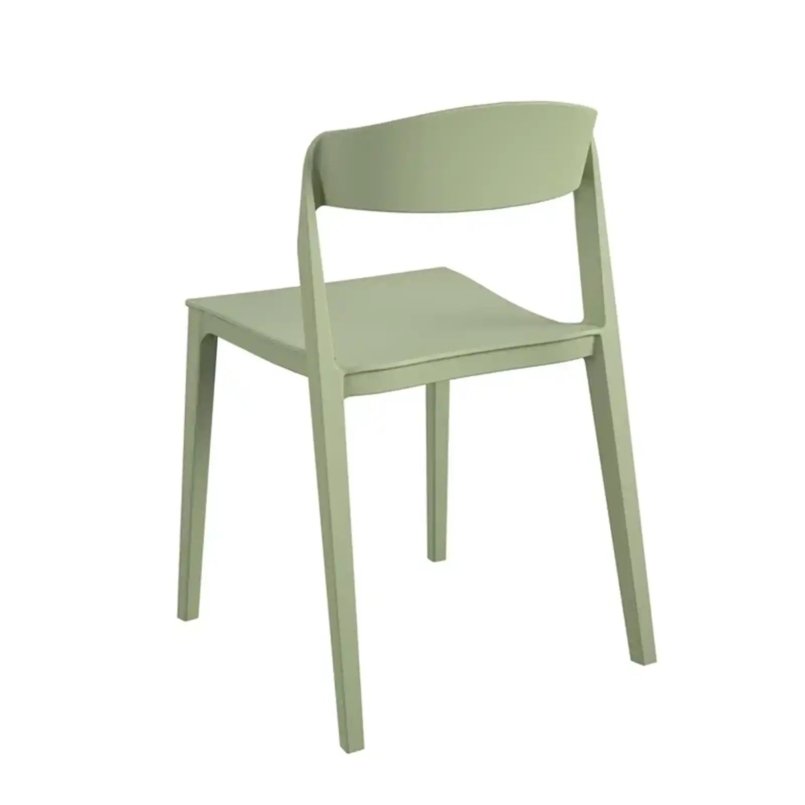 Silla apilable moderna de resina con respaldo de cinta