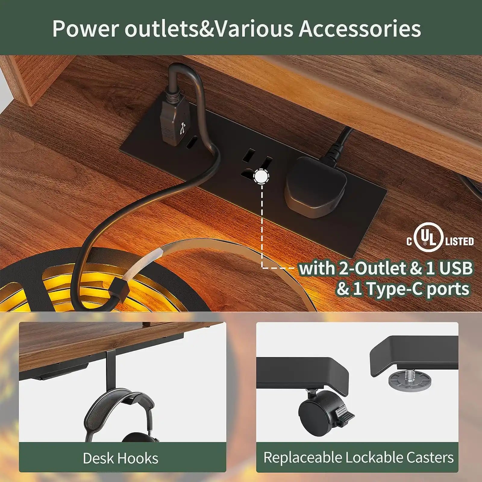 Escritorio de pie ajustable en forma de L con tira LED y tomas de corriente, escritorio de esquina de pie ajustable de 63 pulgadas de altura con soporte ergonómico para monitor 