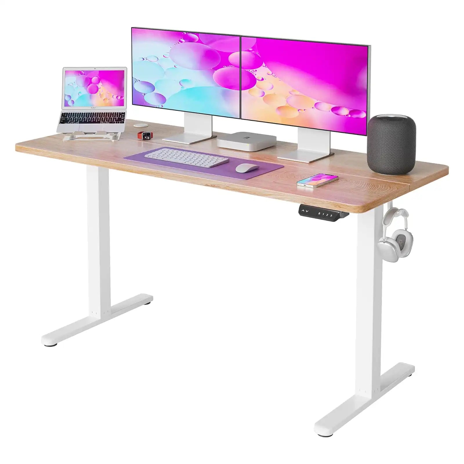 Electric Standing Desk, 55 x 24 Inches Height Adjustable Stand up Desk, Sit Stand Home Office Desk, Computer Desk