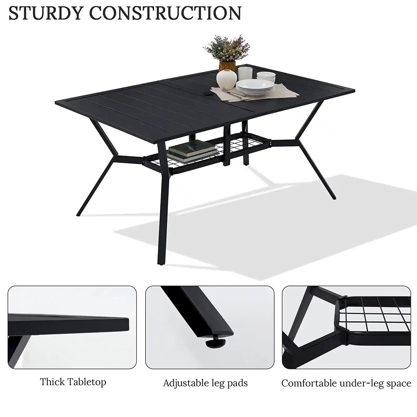 Rectangle Patio Dining Table for 6 Person