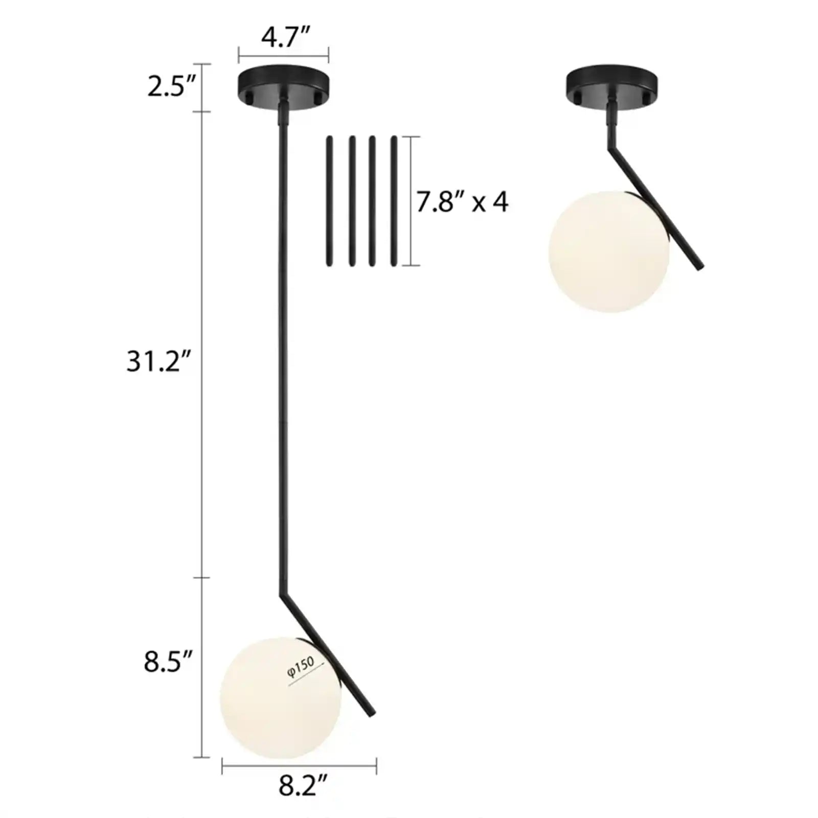 Luces colgantes modernas con forma de globo de cristal de 1 luz