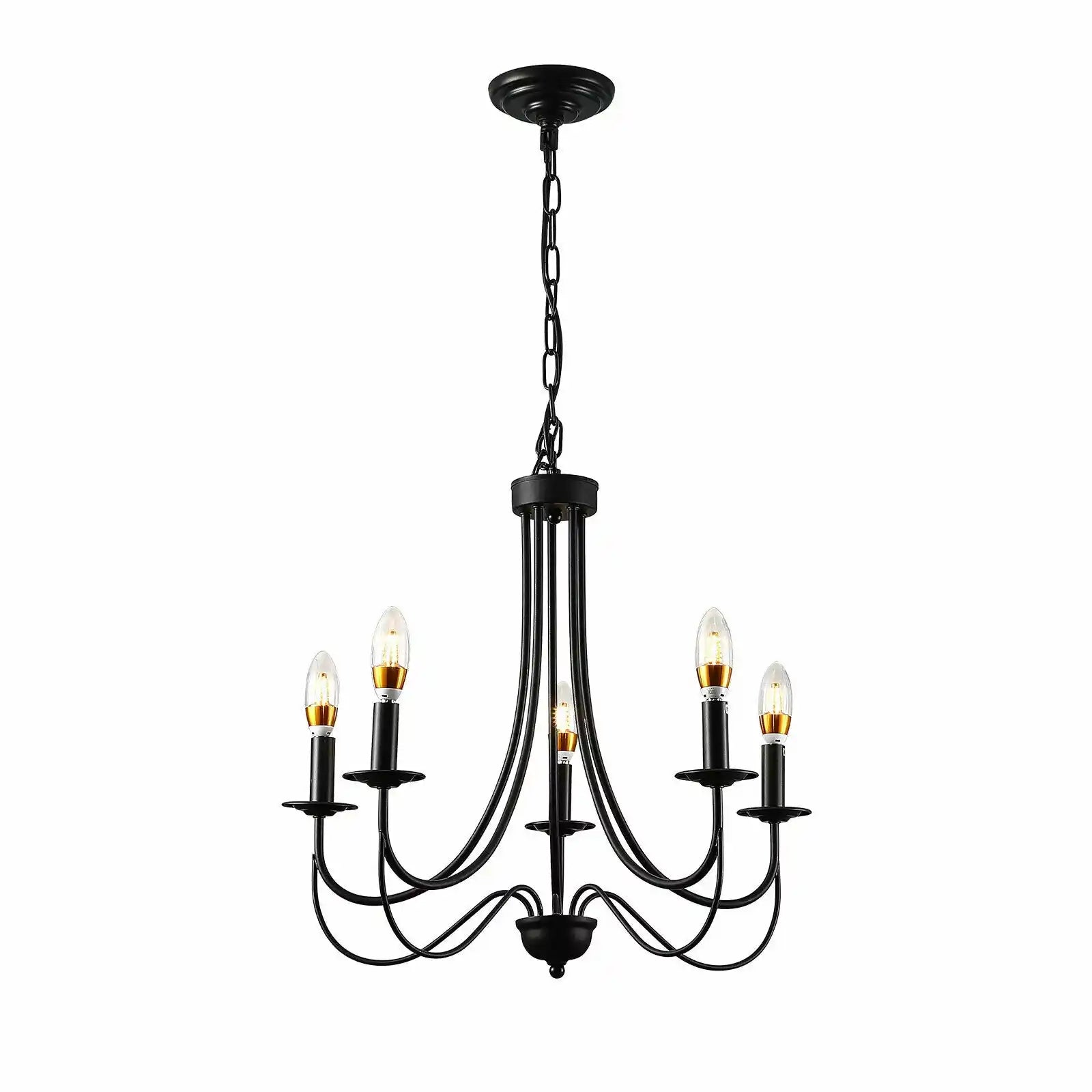 Farmhouse-Style Rustic Chandelier Living Room Bedroom Foyer Kitchen 5-Color Metal Candle Chandelier