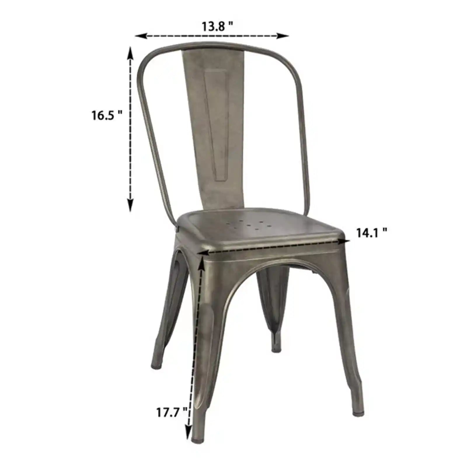 Silla de comedor de metal para uso en interiores y exteriores, silla Trattoria clásica apilable, sillas laterales de metal para comedor de moda, para restaurante Bistro Cafe, juego de 4