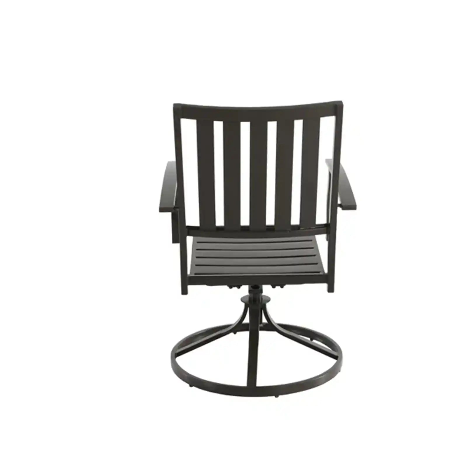 Farmhouse Brown Steel Outdoor Patio Swivel Chairs, Set of 2