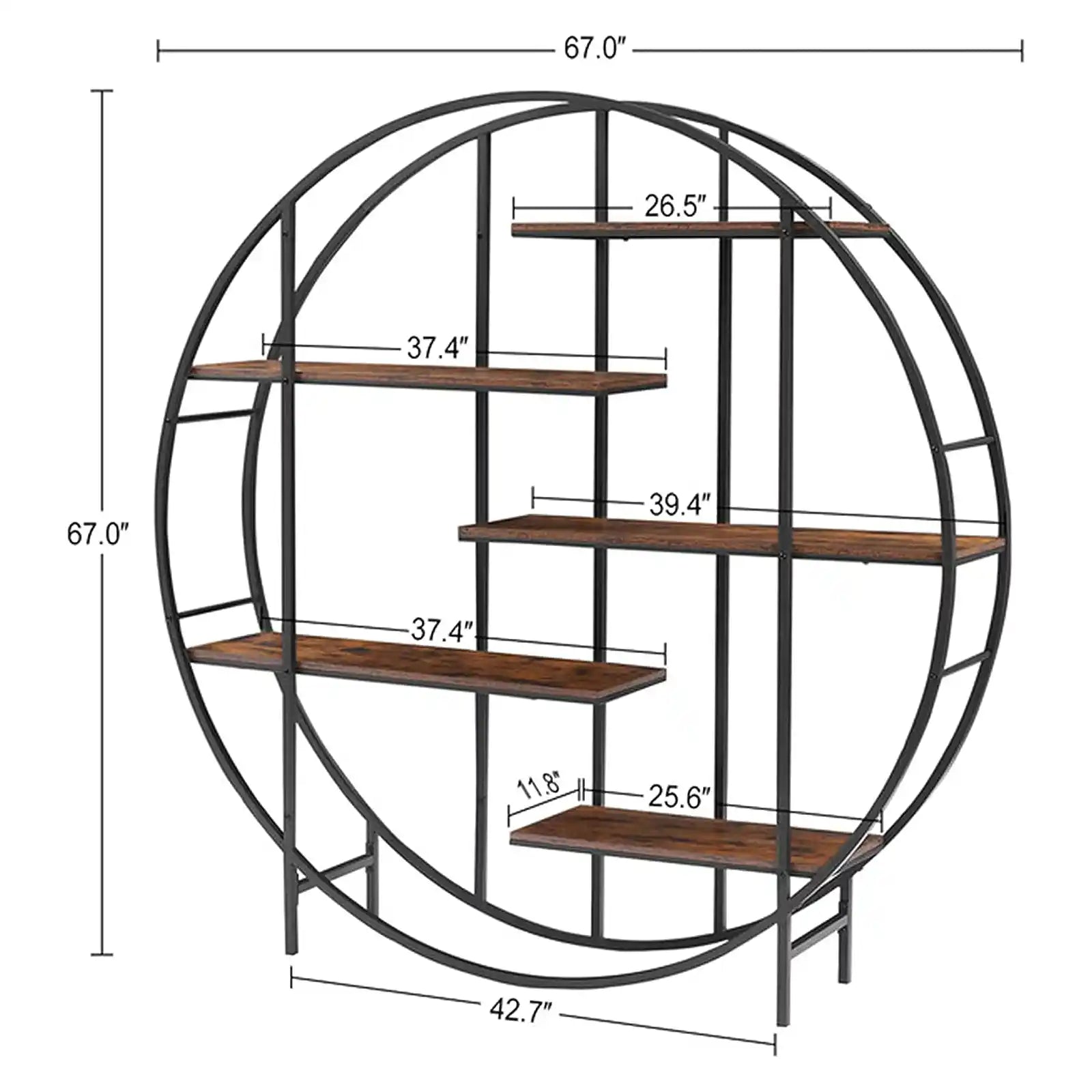 Metal Round Bookcase , Bookshelves , Shelves , 5 Tier Bookshelf