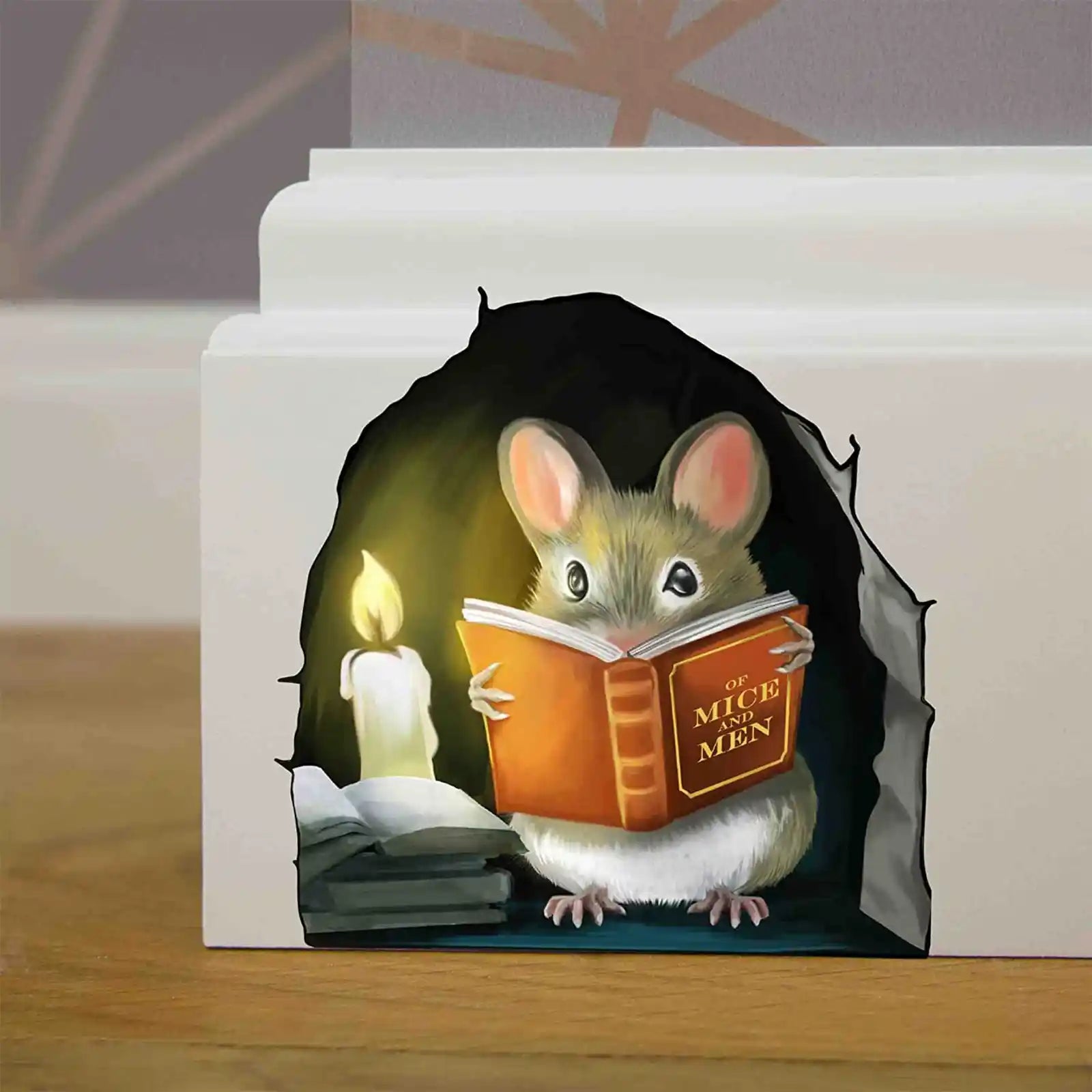 Mouse Reading Book, Wall Decor Sticker Decal, Kids Room, Classroom, Home, Bedroom, Bookcase, Book Lover, of Mice and Men, Children, Adorable