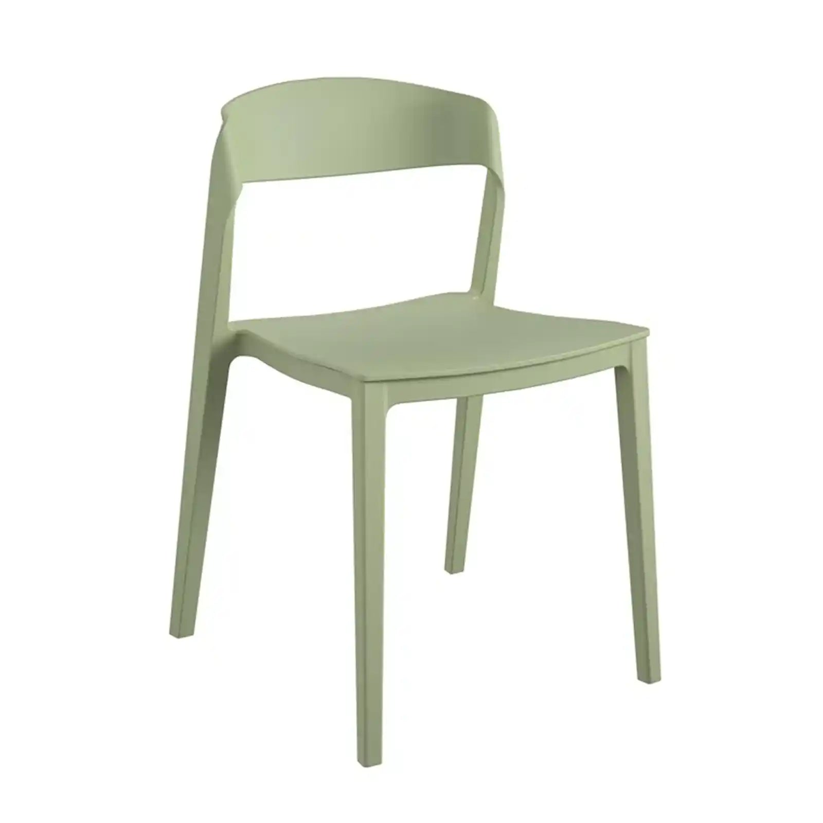 Silla apilable moderna de resina con respaldo de cinta