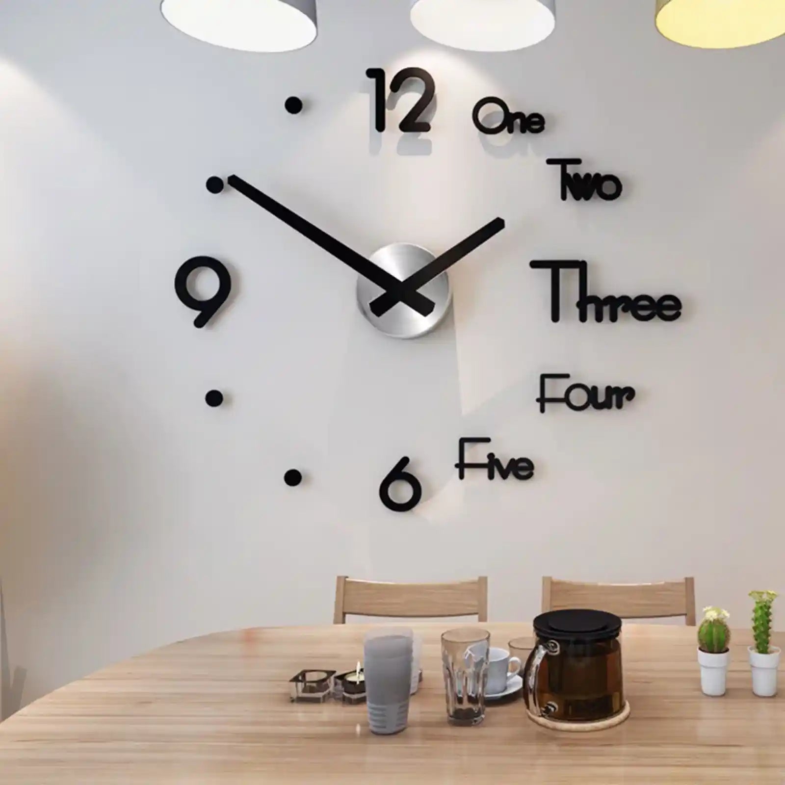 Large Wall Clock Modern Design 3D Wall Sticker Clock Silent Home Decor Living Room Quartz Horloge
