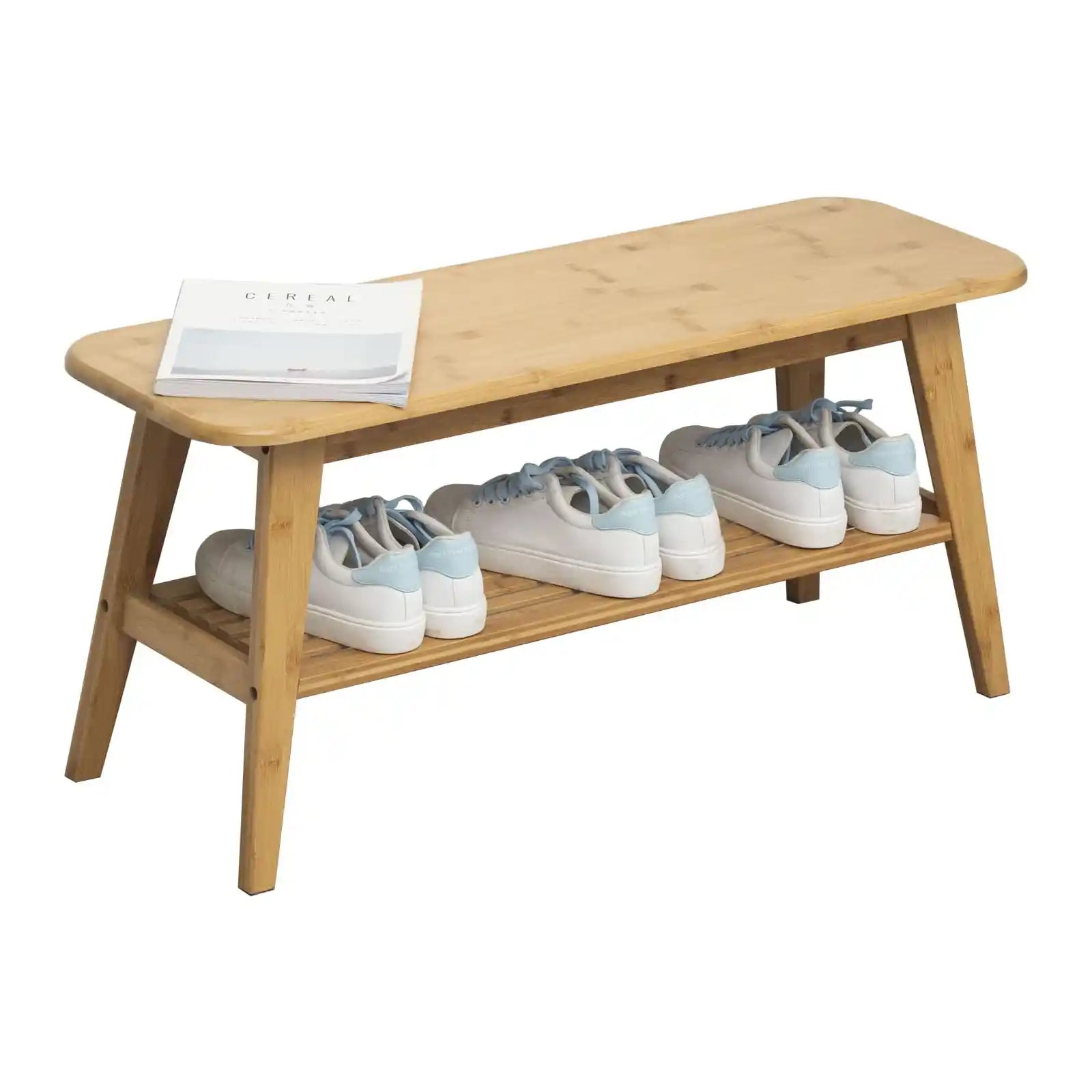 Shoe Rack Bench, Bamboo Entryway Bench, 3 Tier Shoe Bench with Storage for Hallway Living Room Bedroom Corridor, Nature