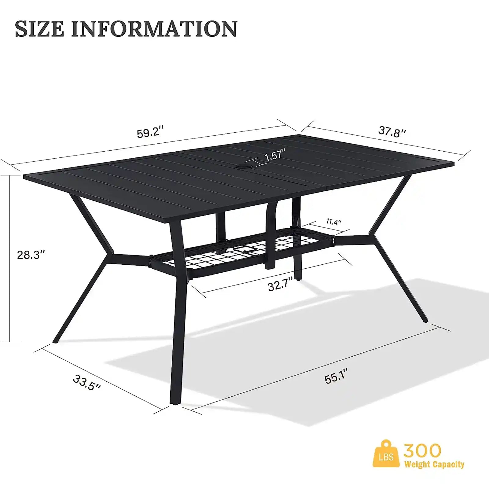 Mesa de comedor rectangular para patio para 6 personas