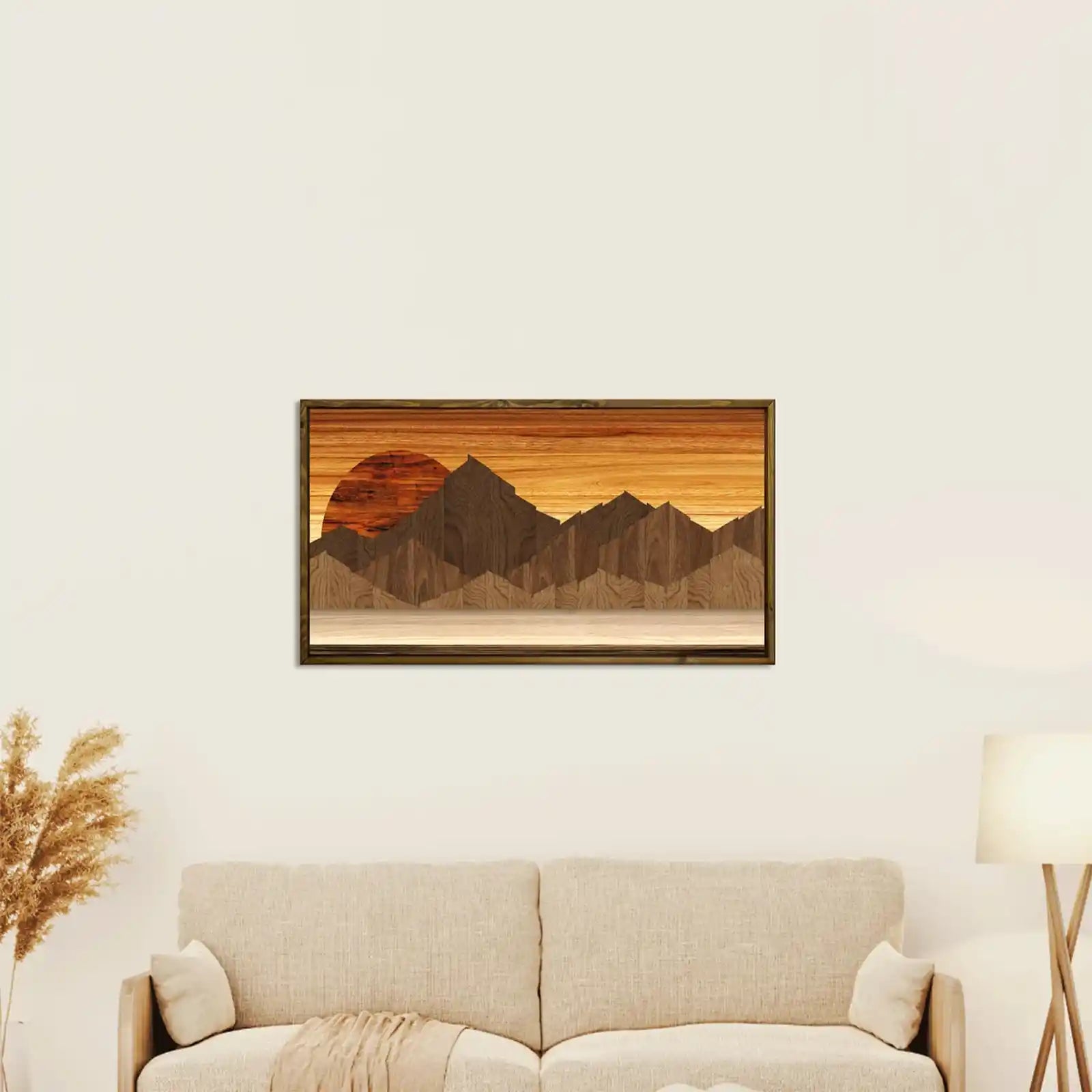 Arte de pared de montaña impreso en madera, arte de pared grande, decoración boho de arte de pared minimalista, regalo para él, arte de pared de madera, decoración de madera