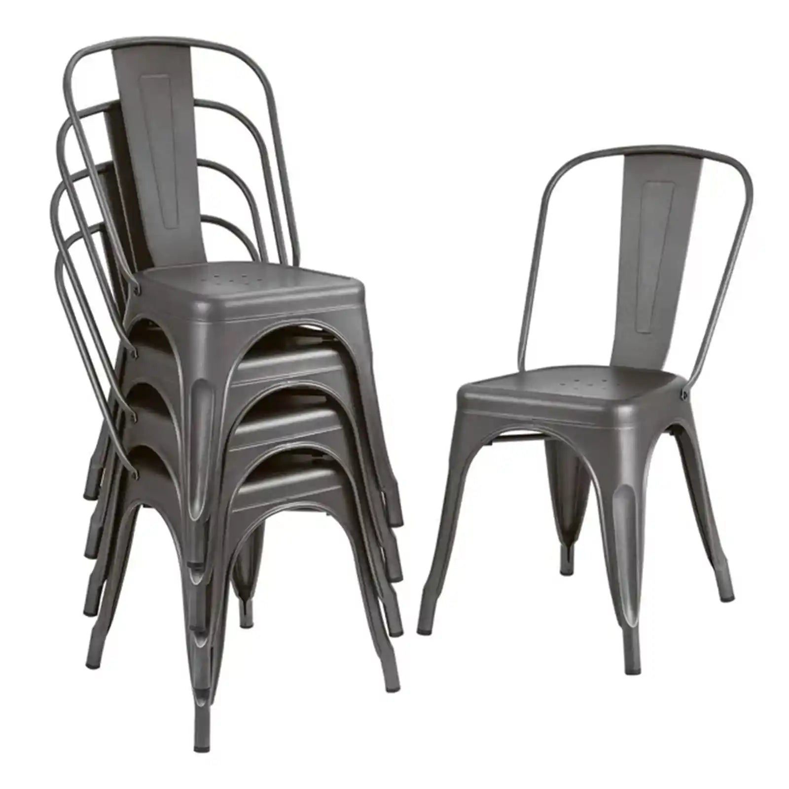 Silla de comedor de metal para uso en interiores y exteriores, silla Trattoria clásica apilable, sillas laterales de metal para comedor de moda, para restaurante Bistro Cafe, juego de 4