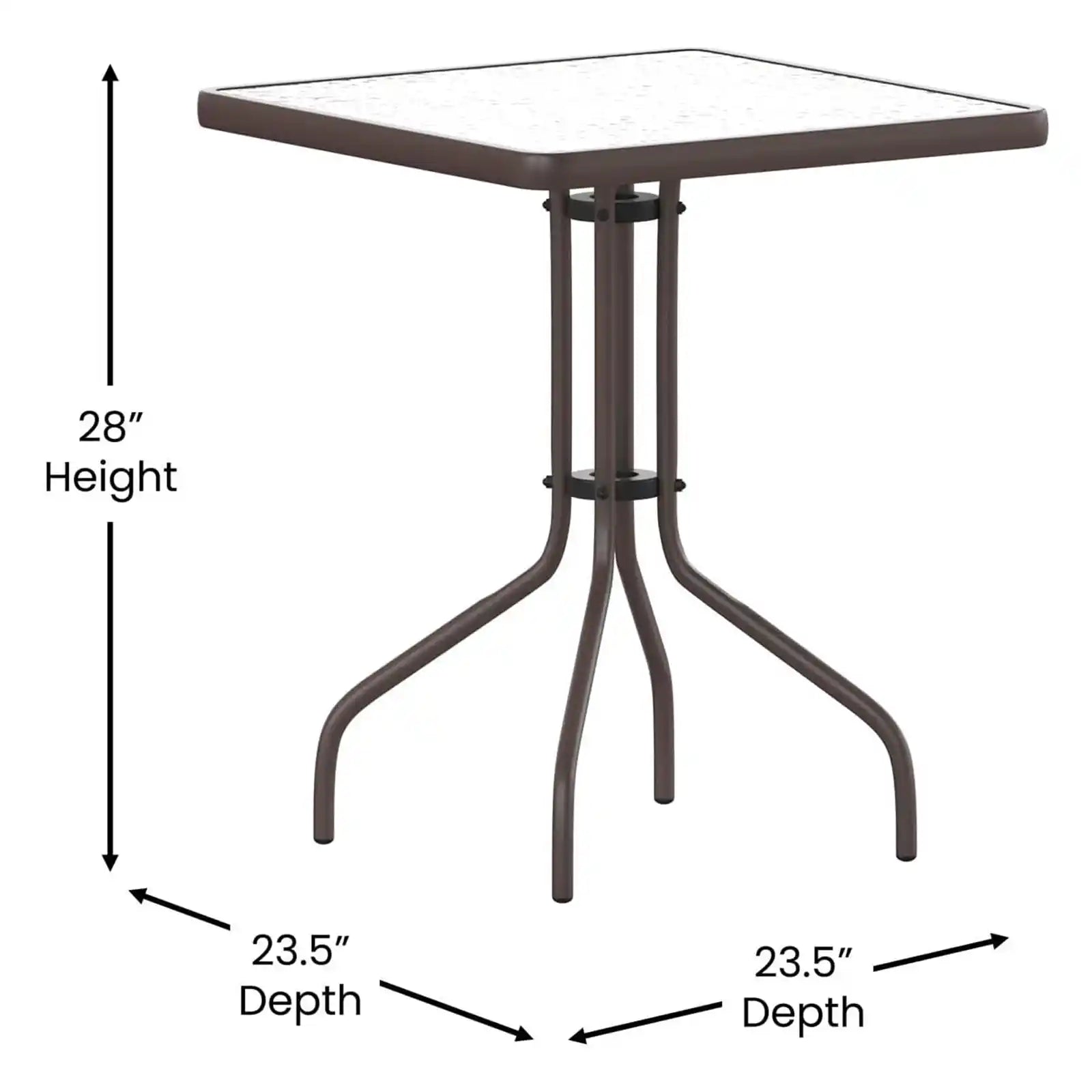 31.5'' or 23.5" Square Tempered Glass Metal Table