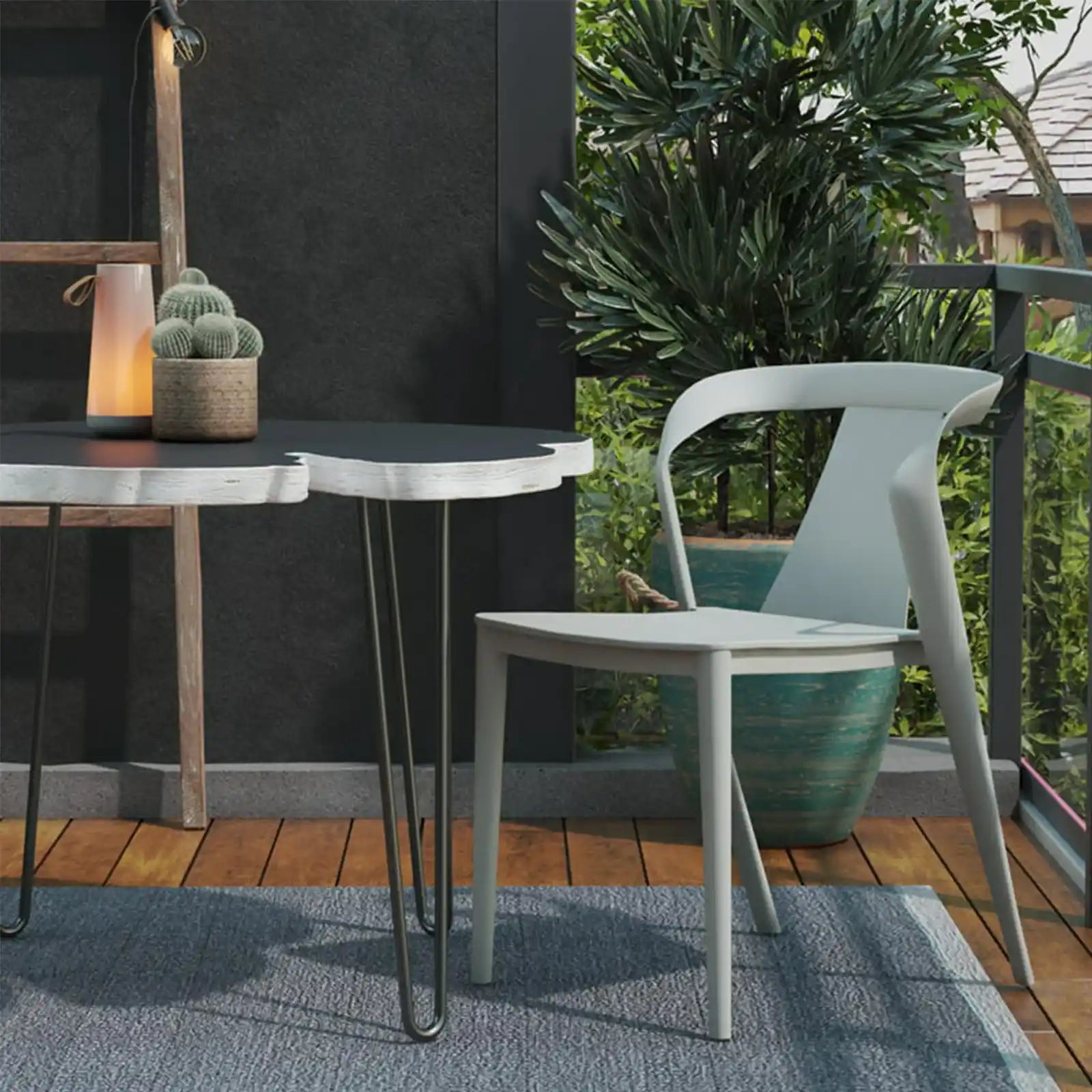 Silla de comedor moderna con brazo, interior/exterior, paquete de 2