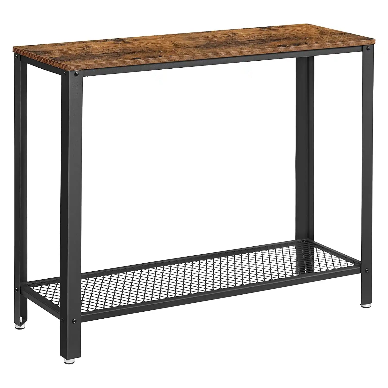 Console Table, 2-Tier Entryway Table with Mesh Shelf, Narrow Sofa Table, Steel Frame, Adjustable Feet, for Hallway, Living Room, Industrial Style