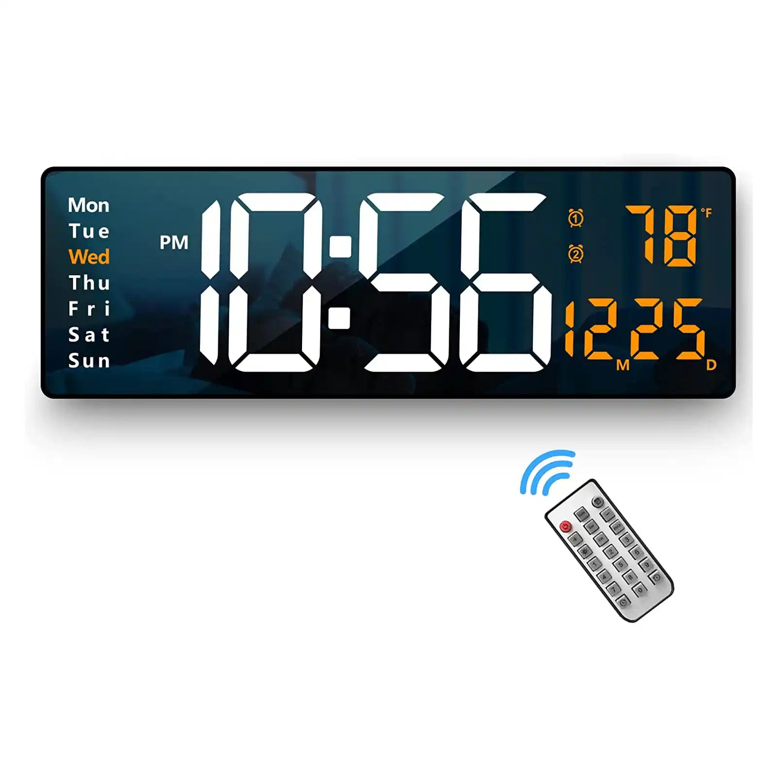 Digital Wall Clock Large Display, 16" Large Wall Clocks with Remote Control for Living Room Gym Shop Warehouse Office Garage Decor, Auto Brightness Dimmer Reloj De Pared with Date Week Temp