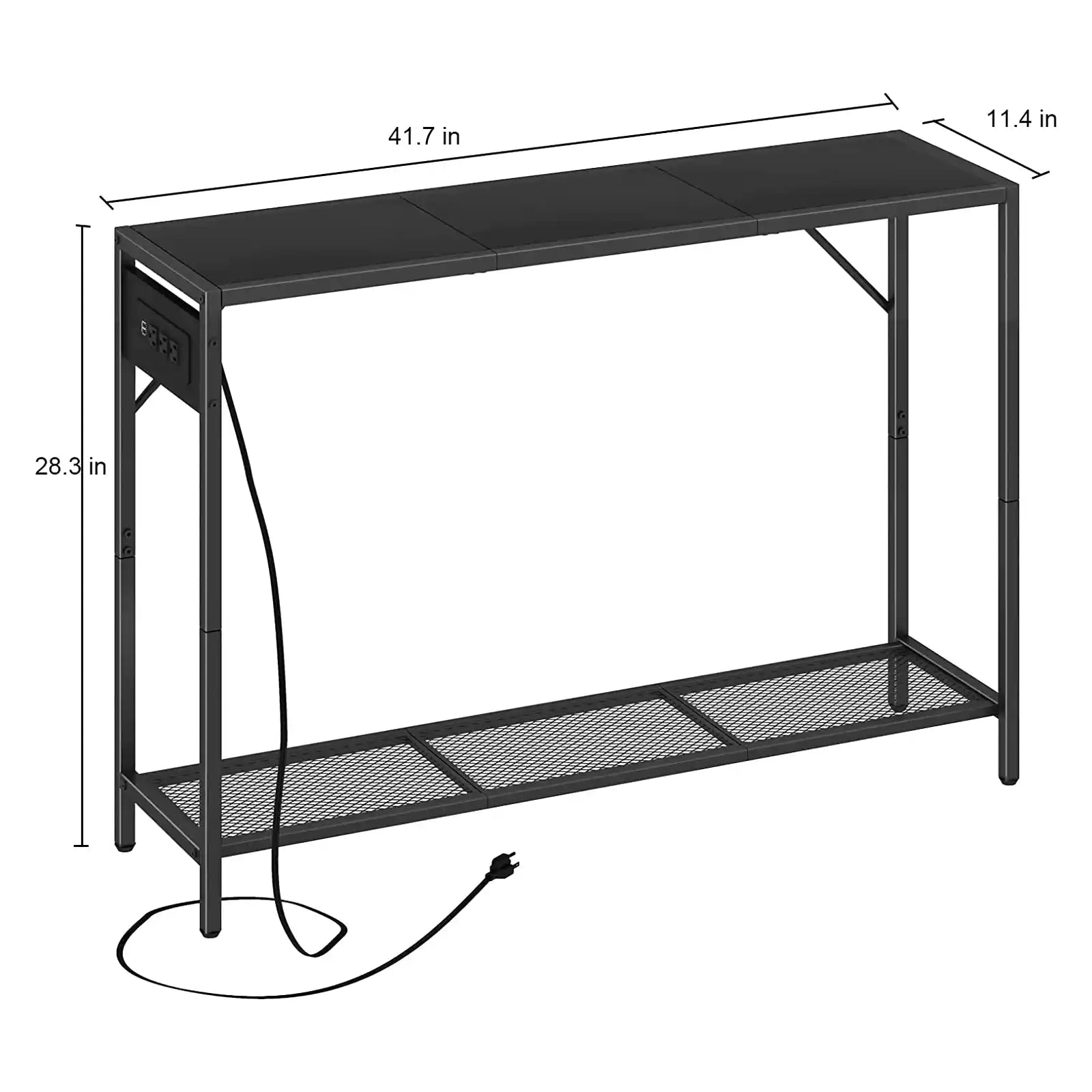 Mesa consola de 41,7 pulgadas con estación de carga, mesa de entrada de bricolaje con estante superior de dos colores, mesa de vestíbulo de pasillo, mesa de sofá estrecha para entrada, pasillo, sala de estar 