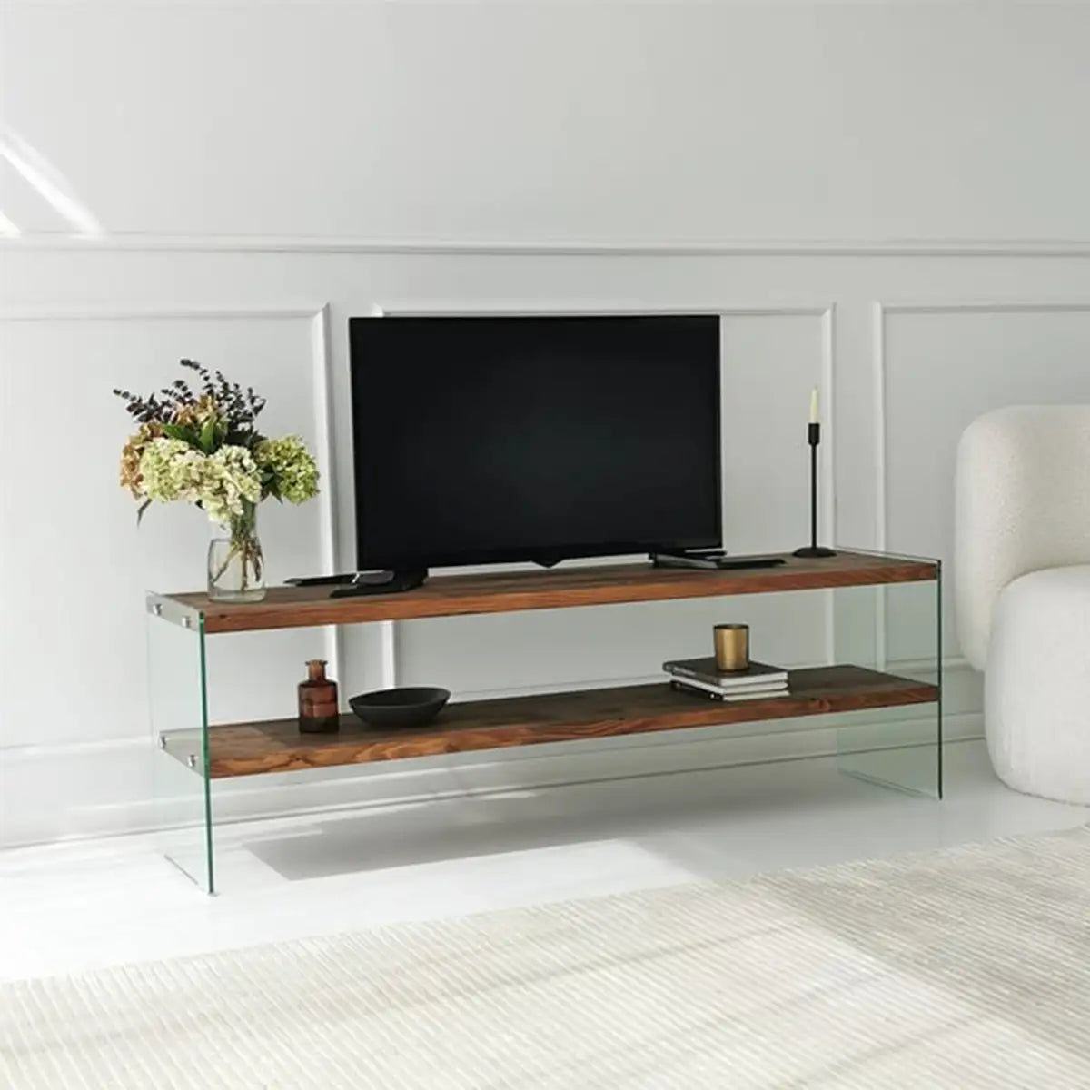 Frosin - Solid Wood TV Stand and Glass TV Stand, Entertainment Center, Handmade Design