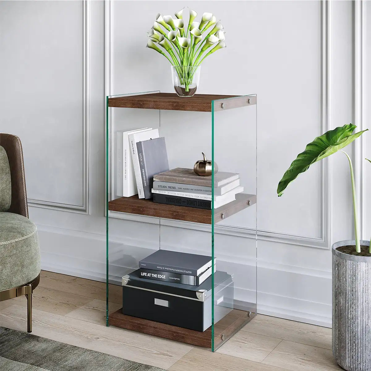 Frosin - Solid Wood Bookcase, Decorative Shelves, Bookshelf